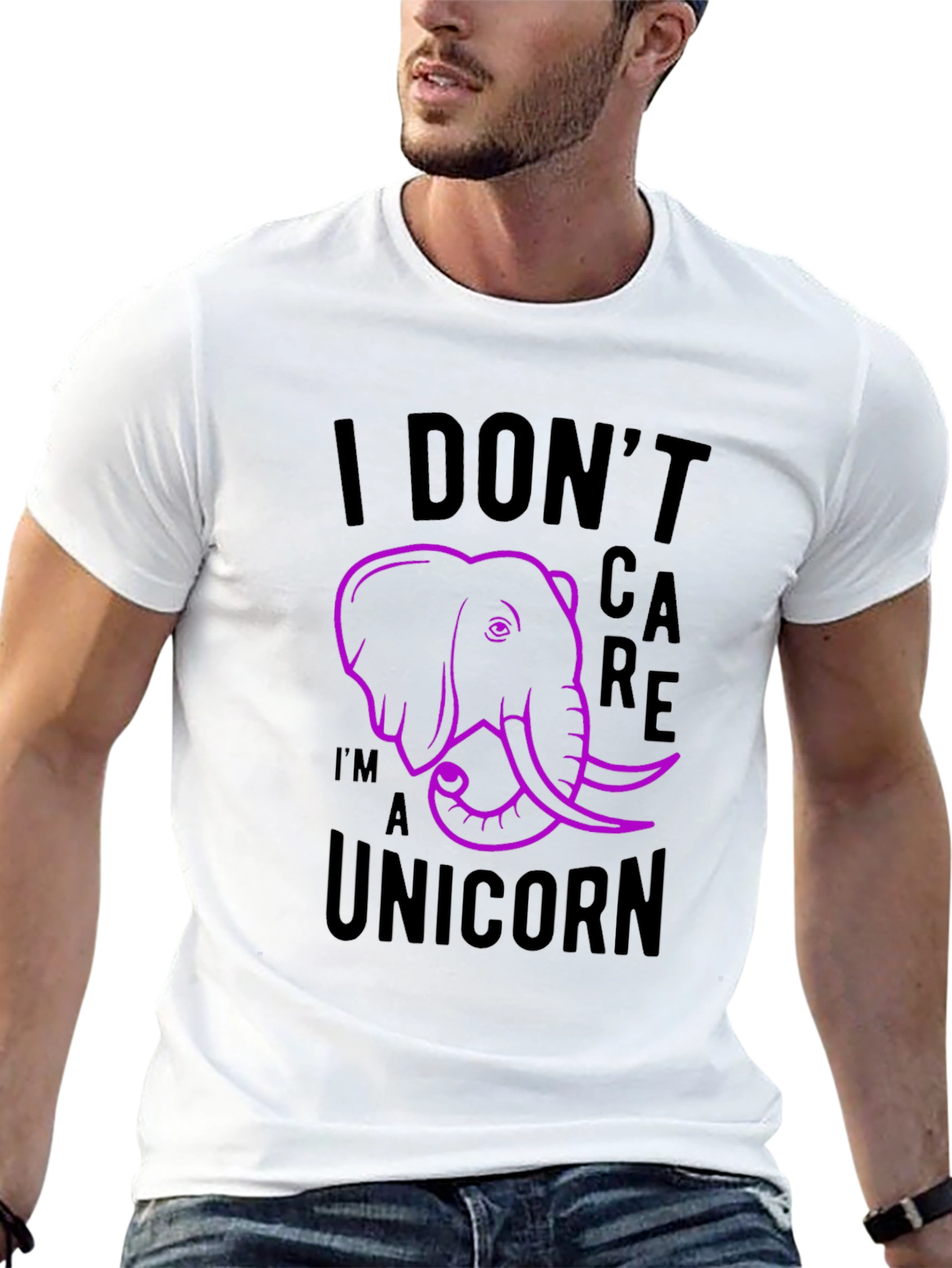 Black I Don't Care I'm a Unicorn Black T-Shirt view 13