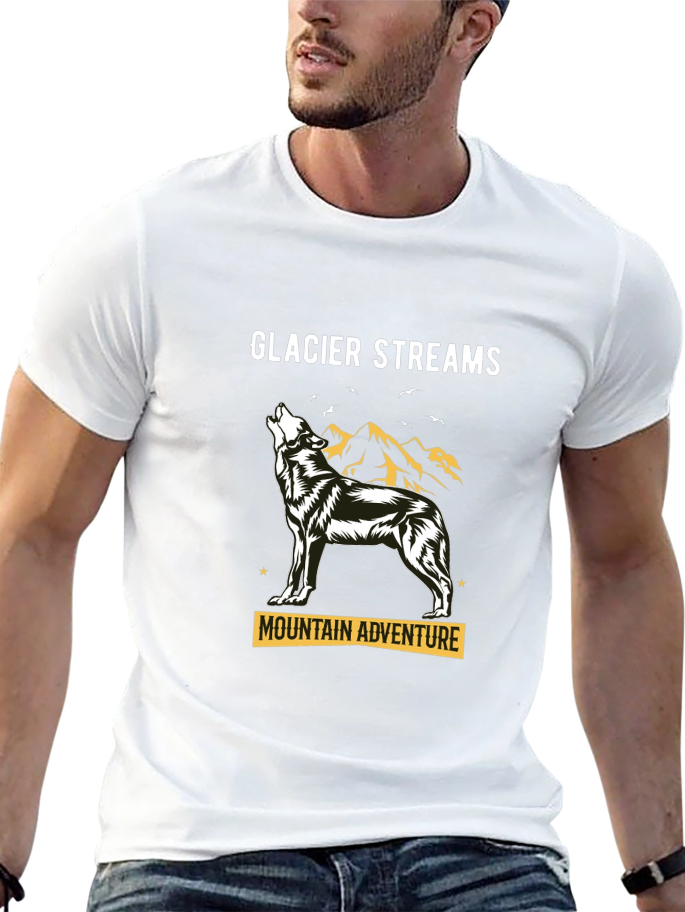 Black Glacier Streams Mountain Adventure Black T-Shirt view 13