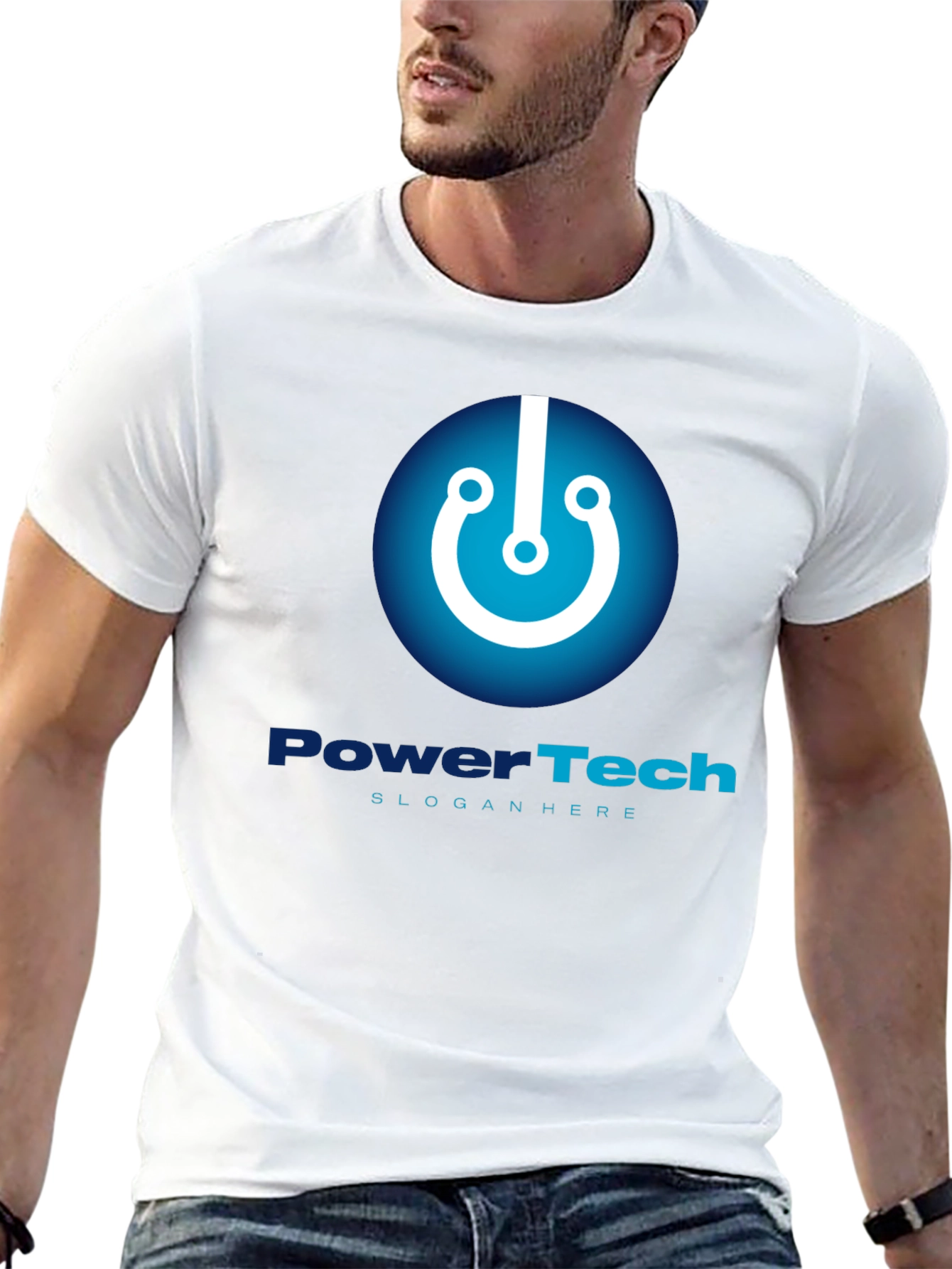 Black PowerTech Black T-Shirt - Modern Tech Design view 13