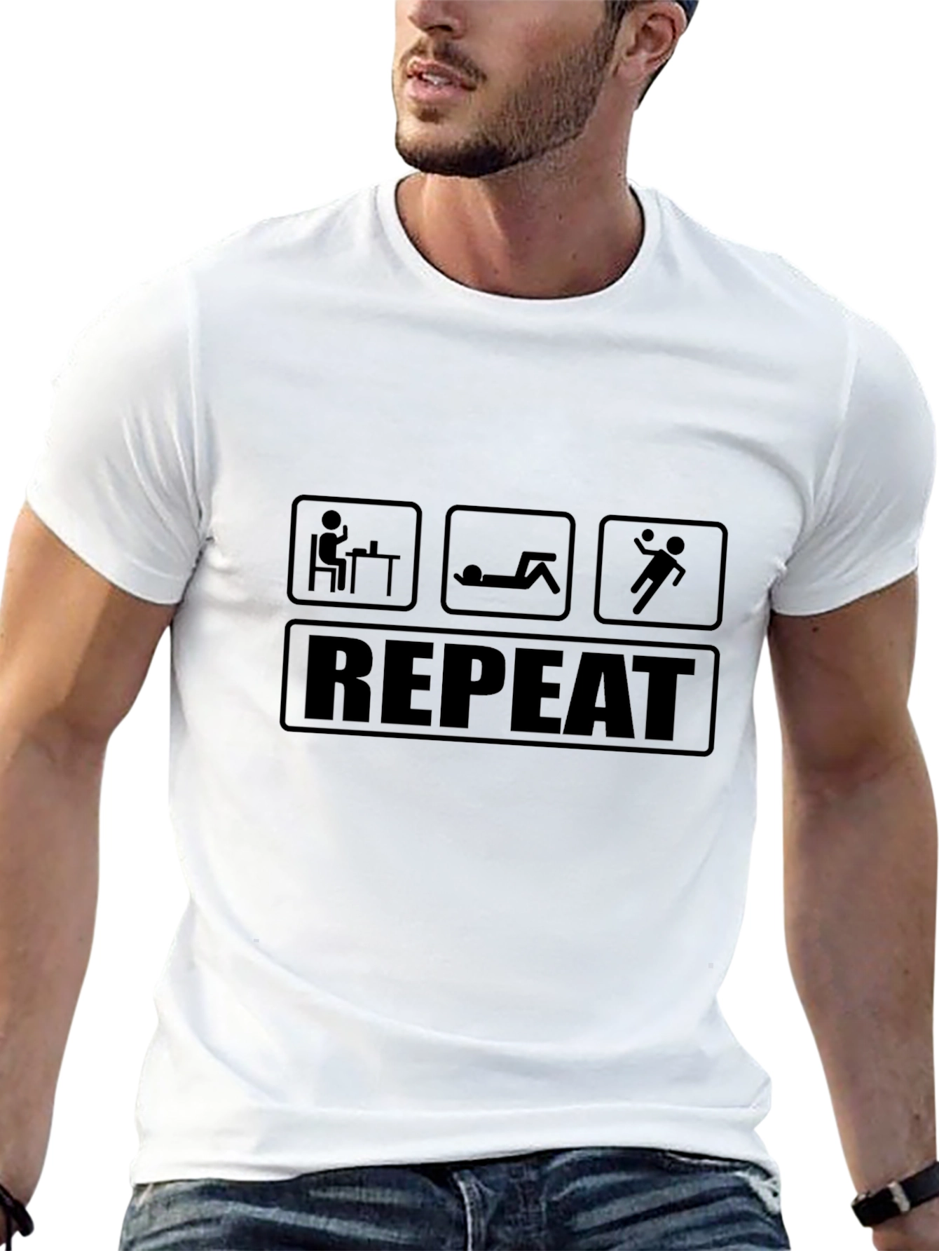 Black Work Sleep Repeat T-Shirt - Funny Sarcastic Tee view 13