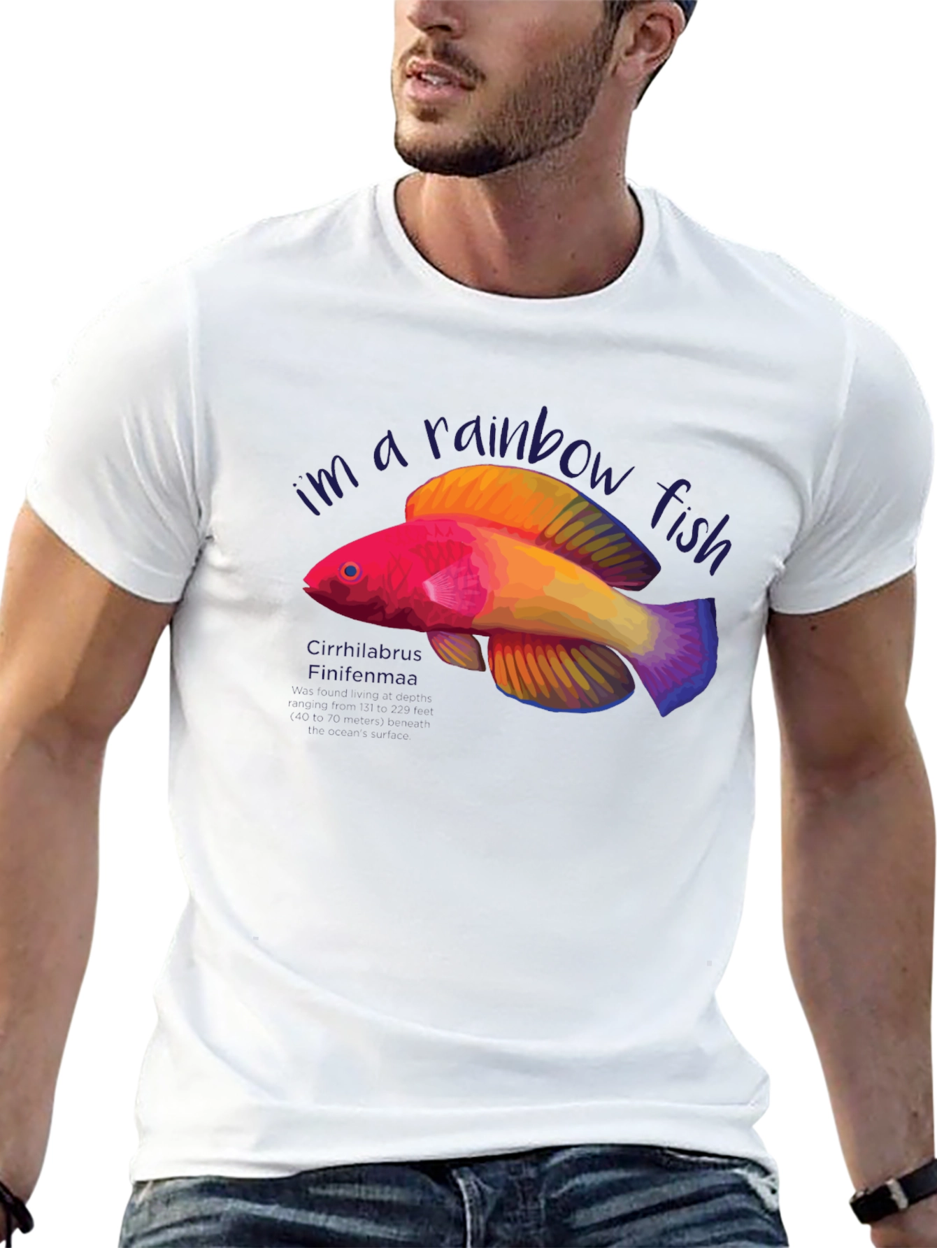 Black Rainbow Fish Graphic Tee - Unique Design view 13