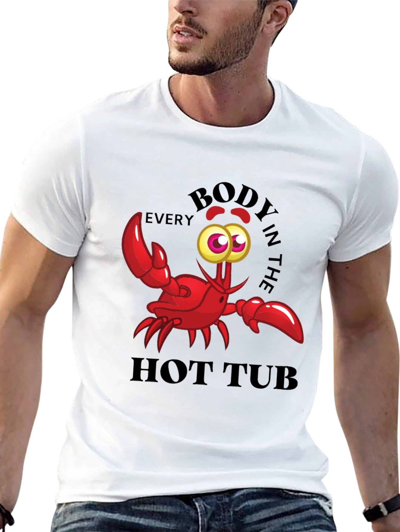 Black Funny Crab Hot Tub T-Shirt view 13