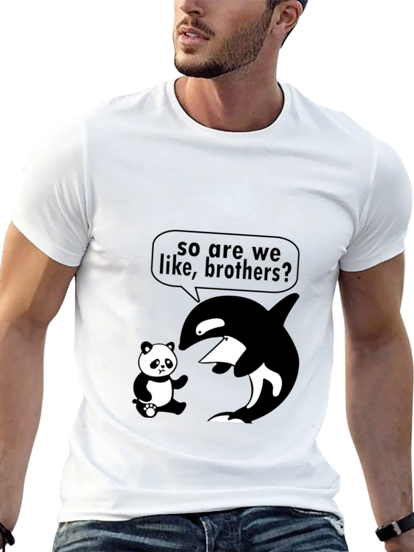 Black Funny Orca Panda Brother T-Shirt view 13