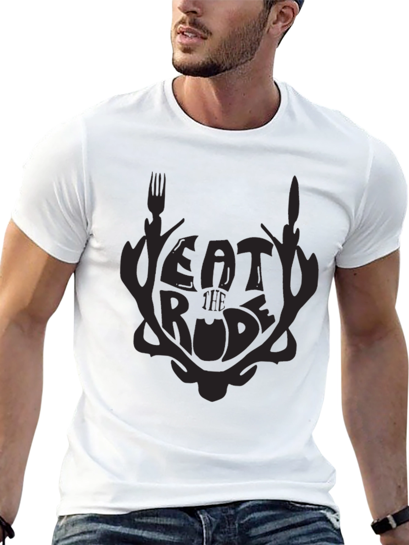 Black Eat The Rude Black Graphic T-Shirt view 13