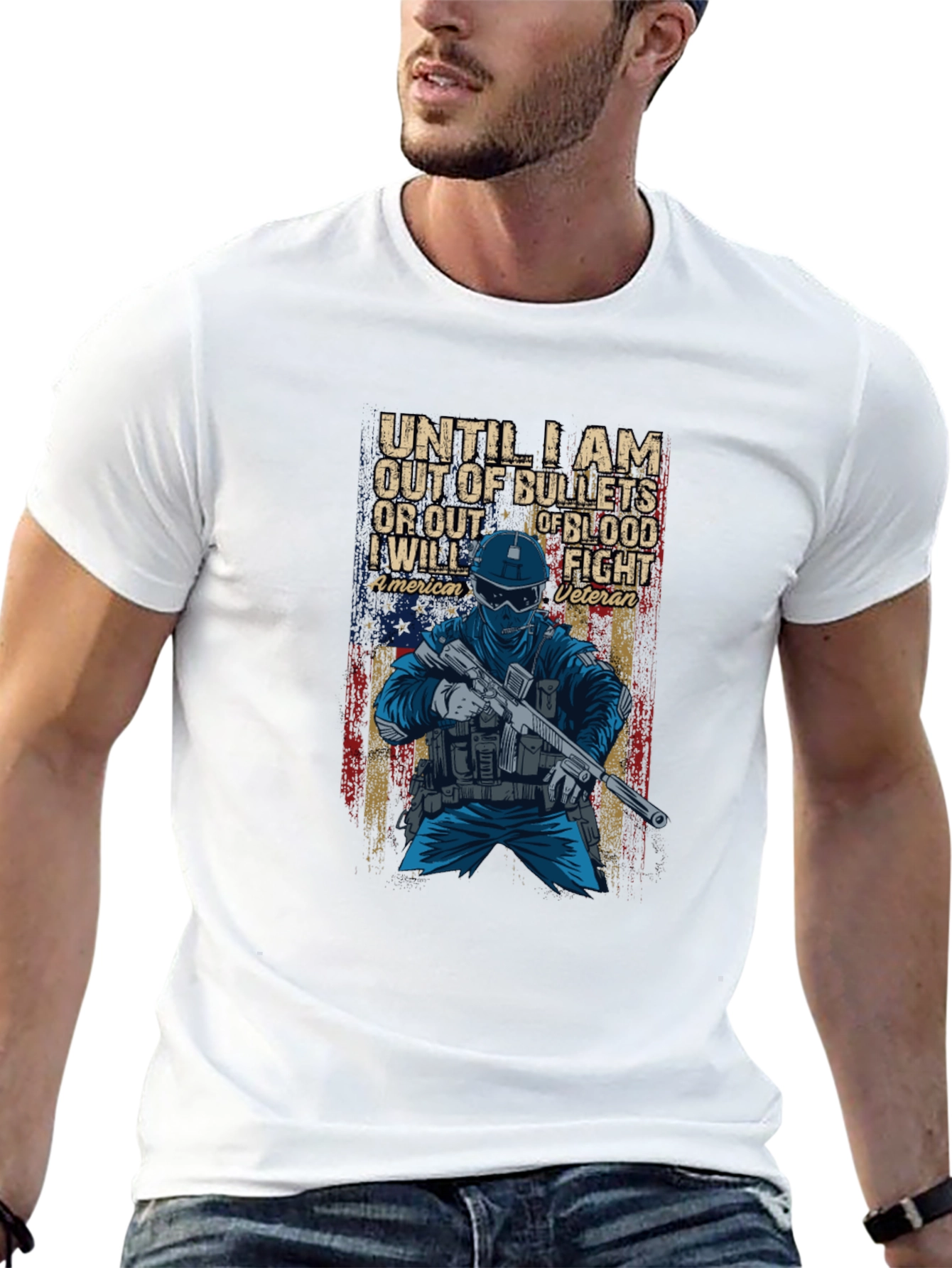Black American Veteran Graphic T-Shirt view 13