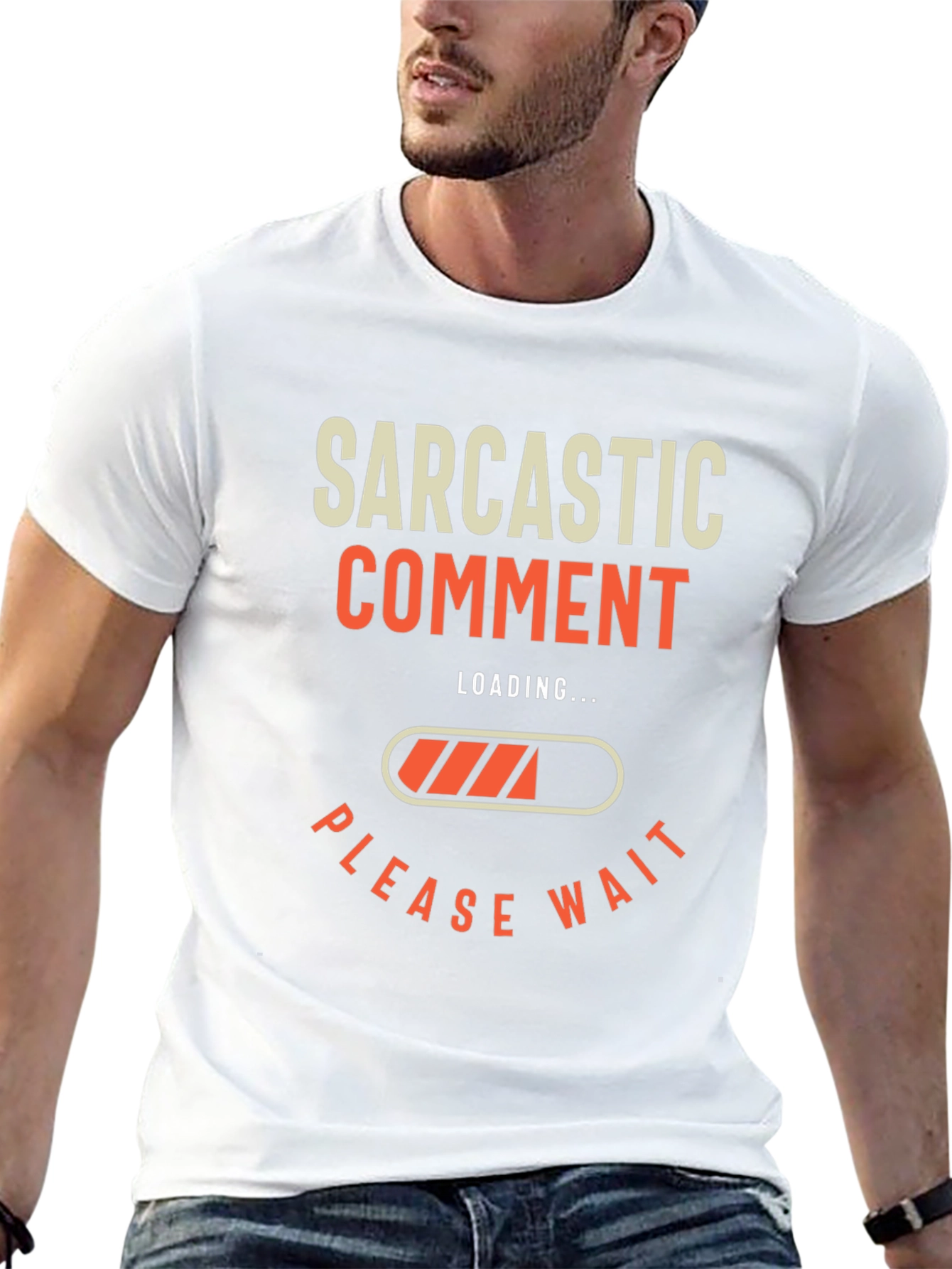 Black Sarcastic Comment Loading T-Shirt - Funny Graphic Tee view 13