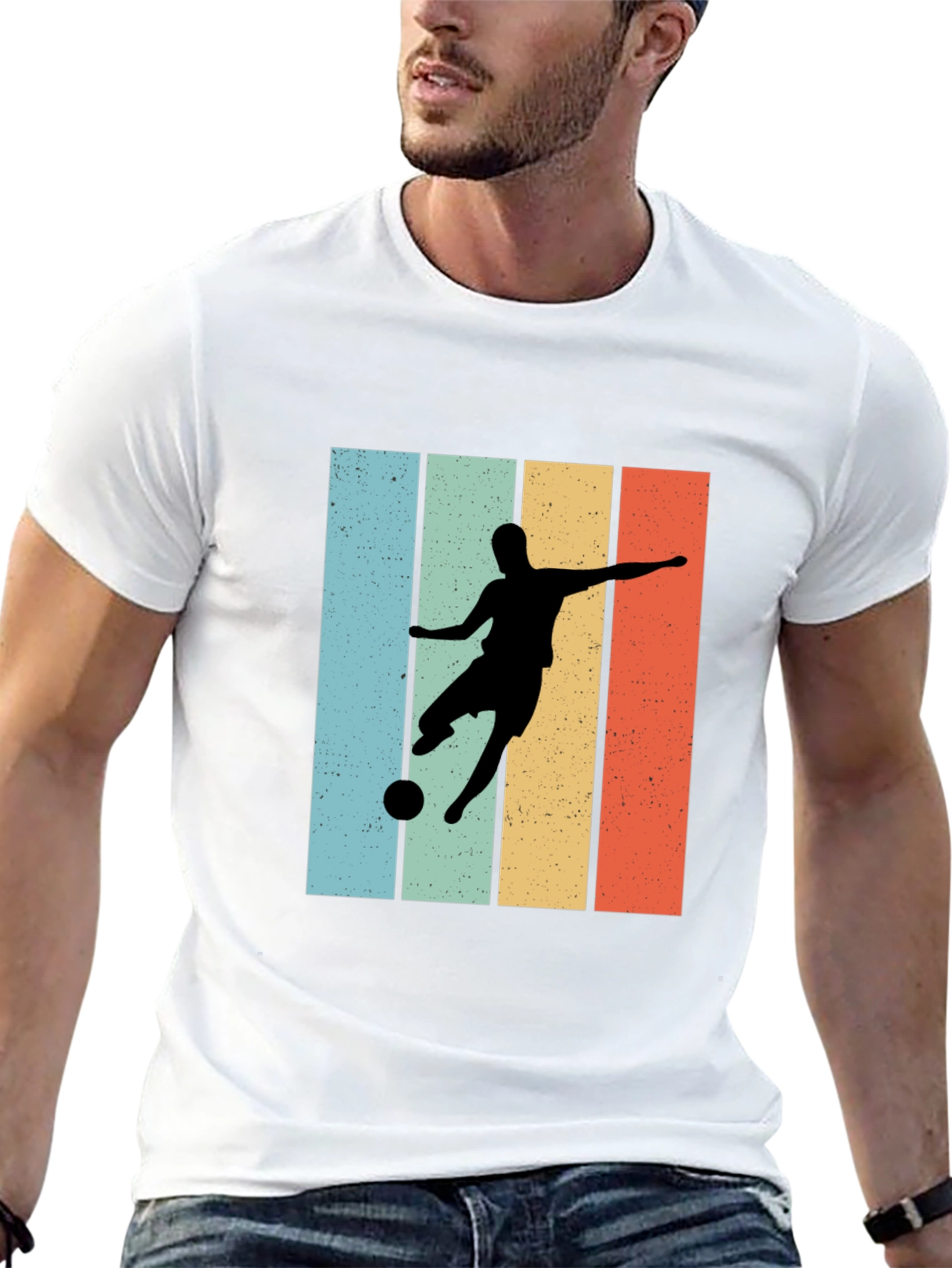 Black Retro Soccer Player Graphic Tee - Cool Casual Style view 13