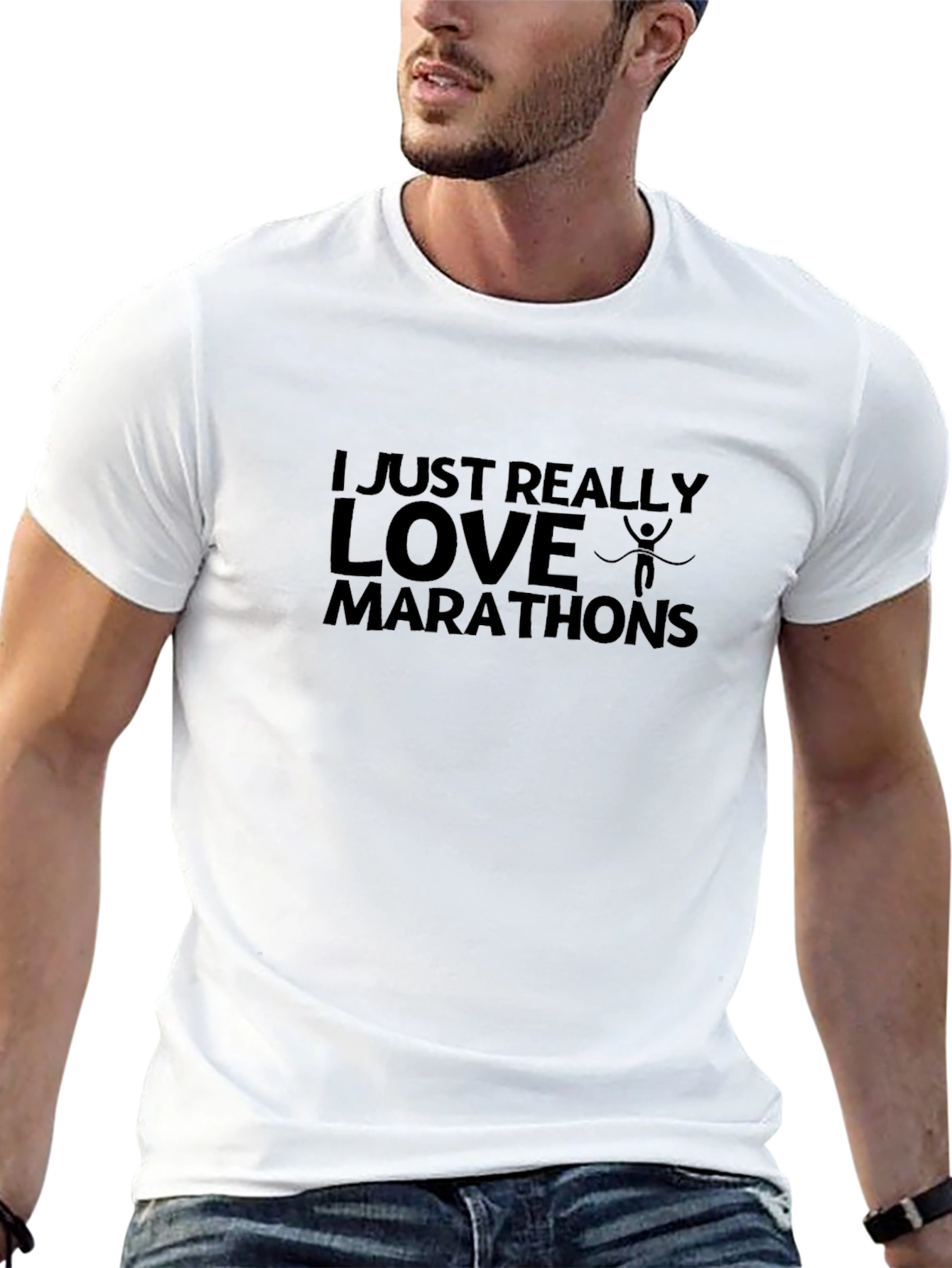 Black I Love Marathons Black Graphic Tee view 13