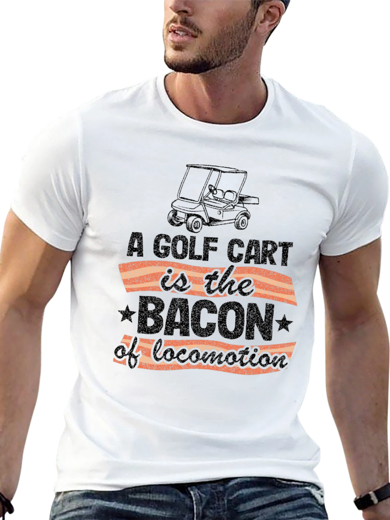 Black Golf Cart Bacon T-Shirt view 13