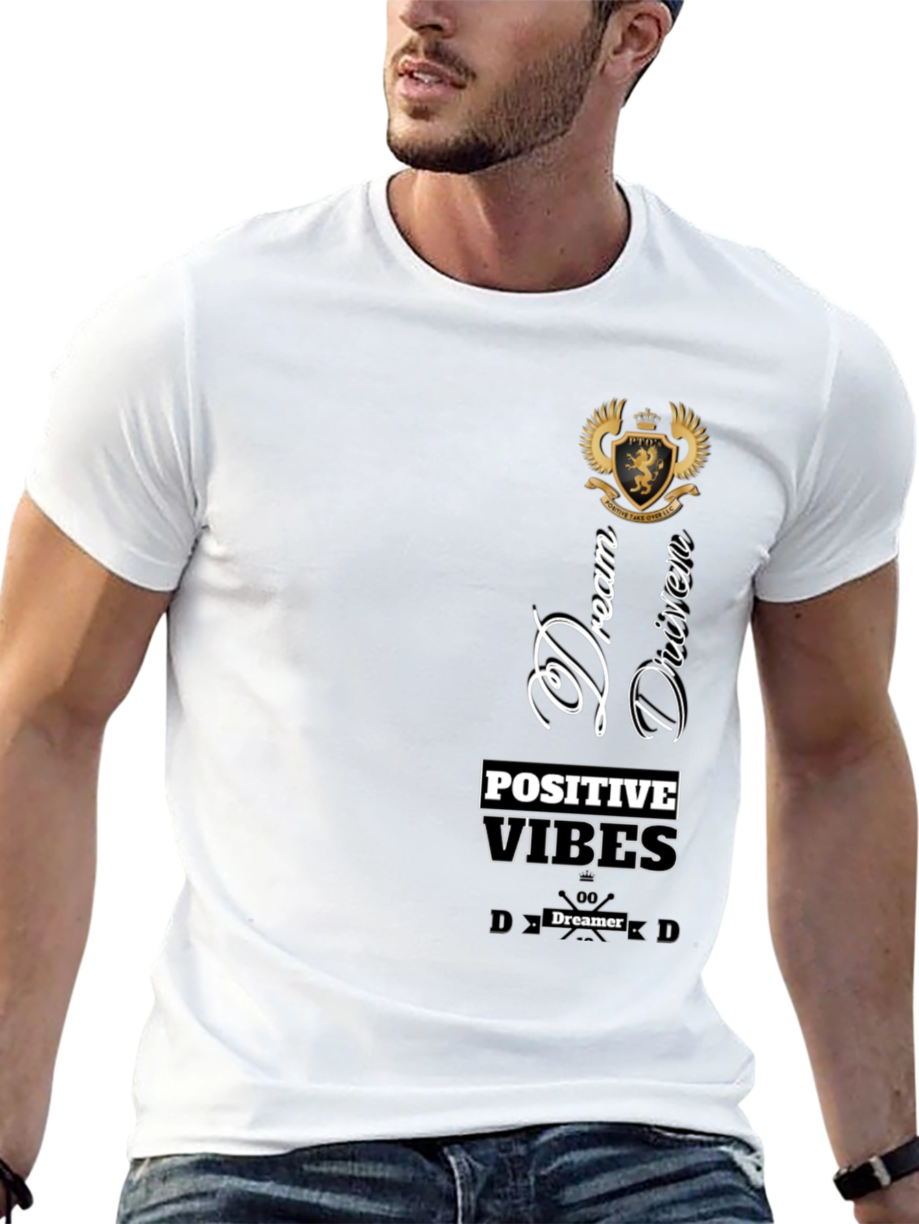 Black Dream Driven Positive Vibes Black Tee view 13