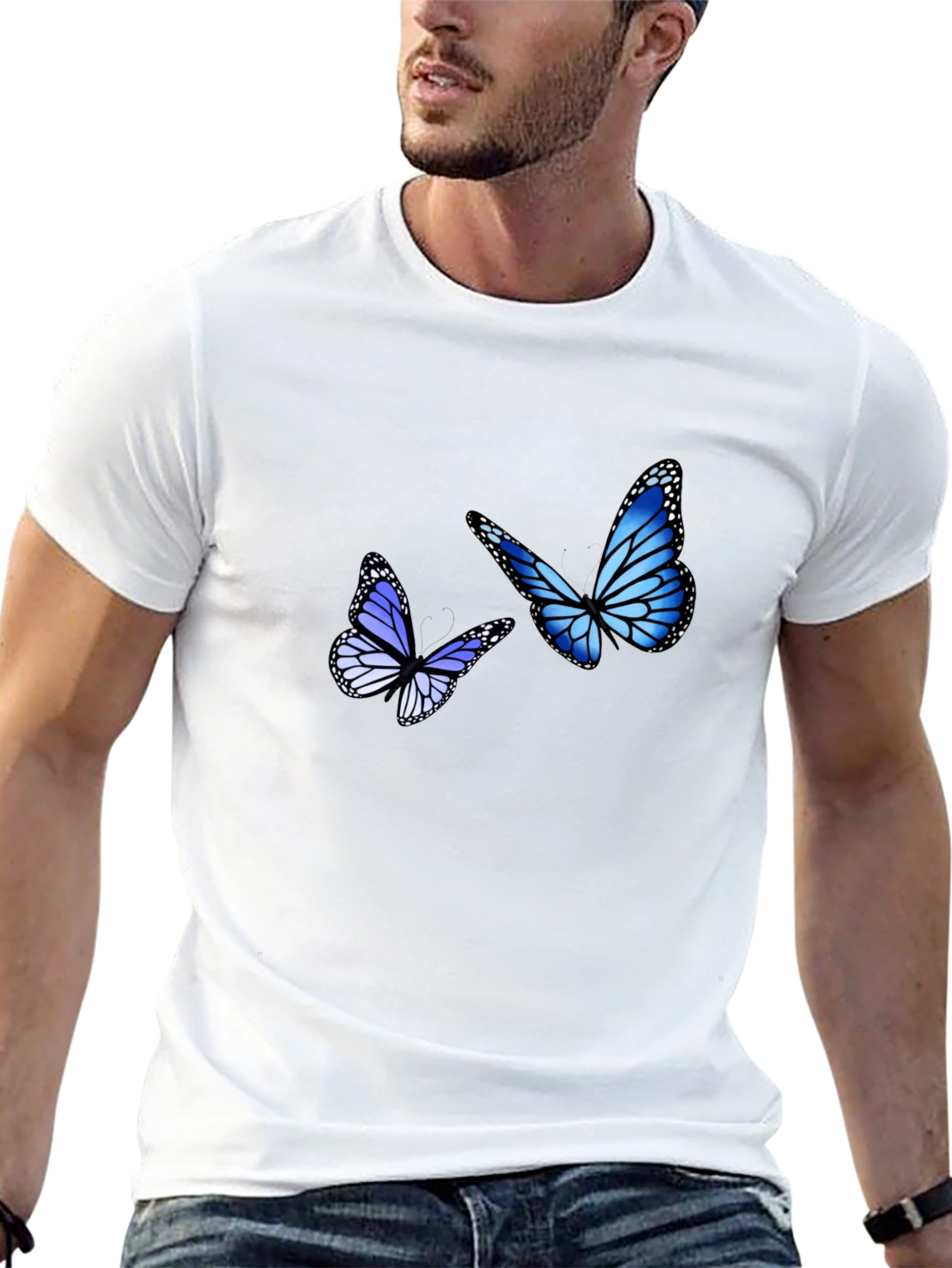 Black Blue Butterfly Graphic Tee view 13