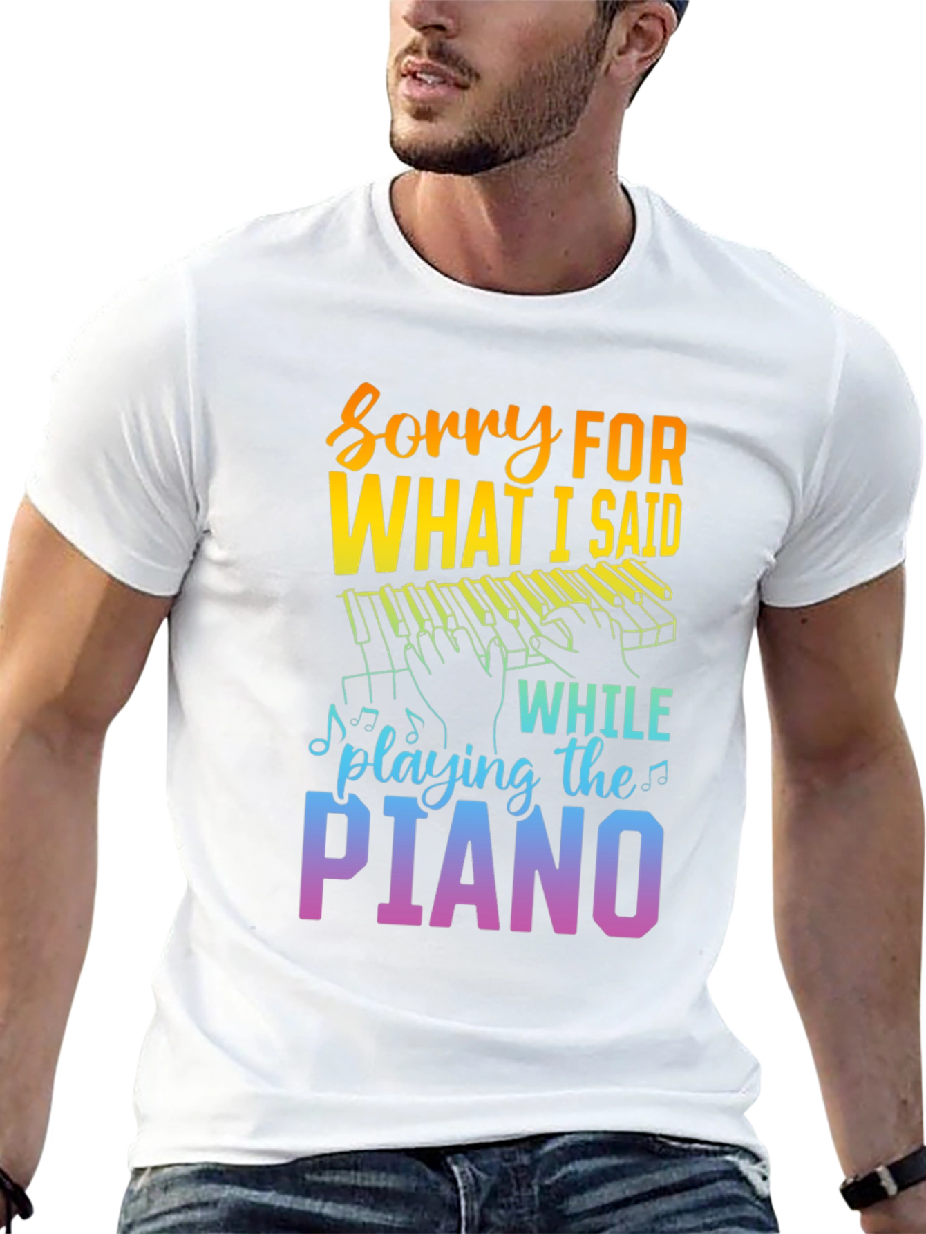 Black Sorry For What I Said Piano Player Graphic Tee view 13