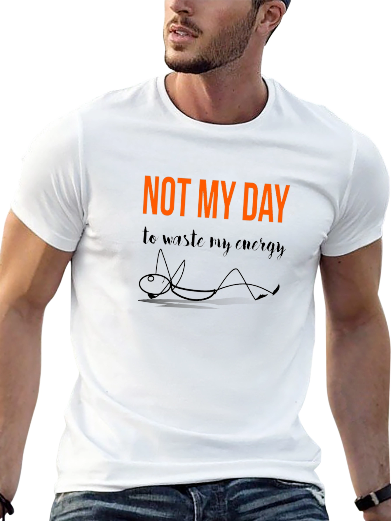 Black Not My Day Energy Saving Tee - Comfy Black Shirt view 13