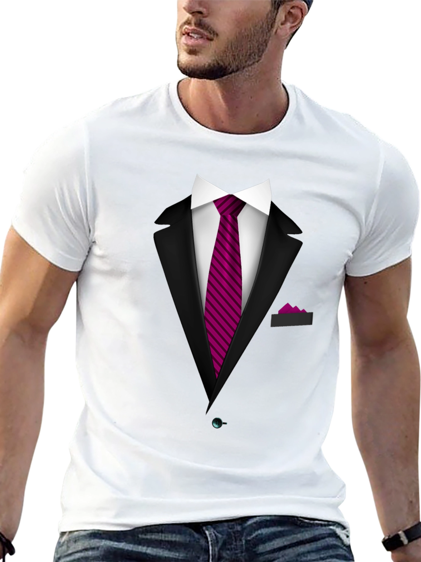 Black Suit & Tie Graphic Tee - Novelty T-Shirt view 13