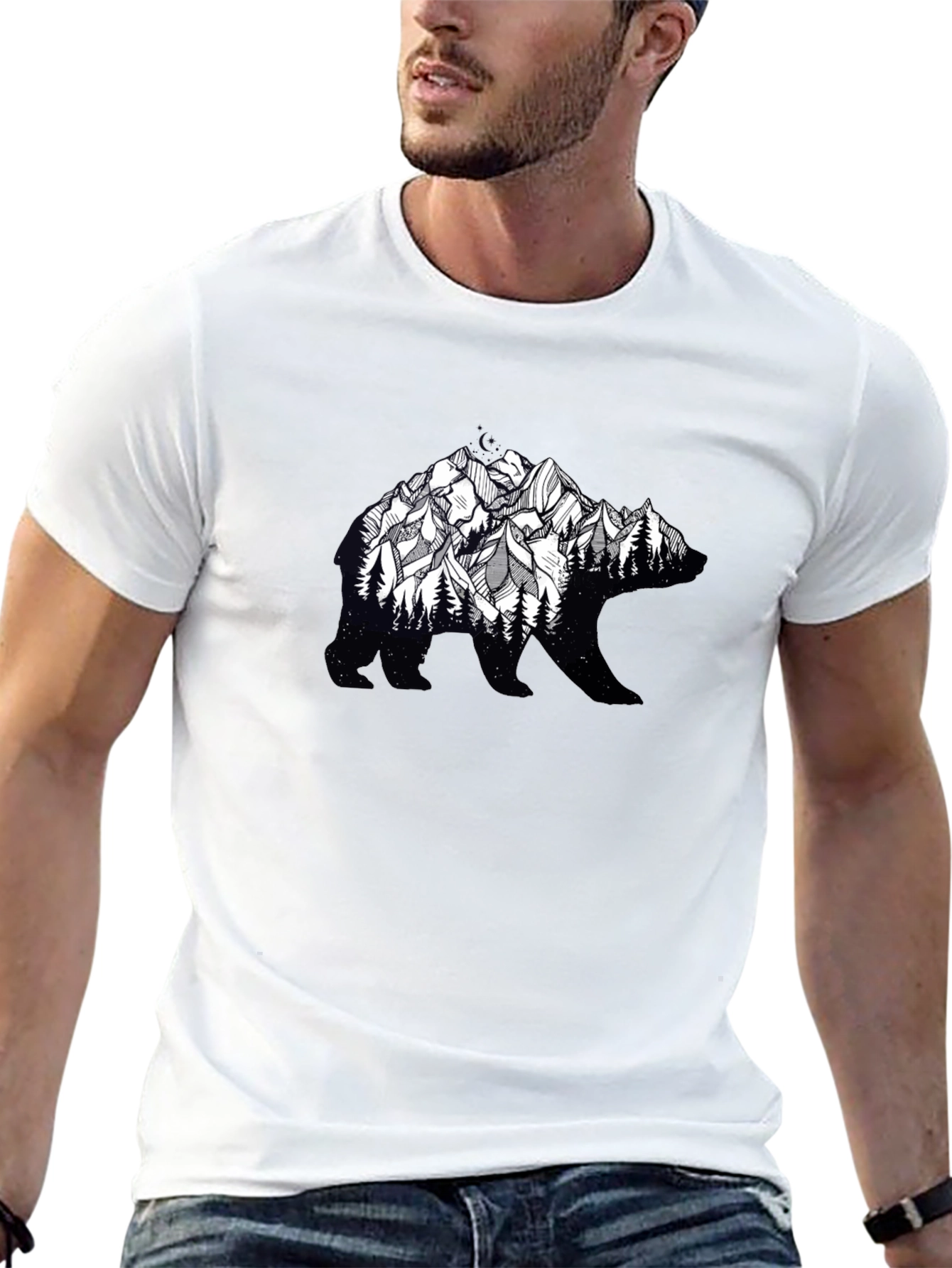 Black Bear Silhouette Mountain Graphic Tee - Nature Inspired view 13