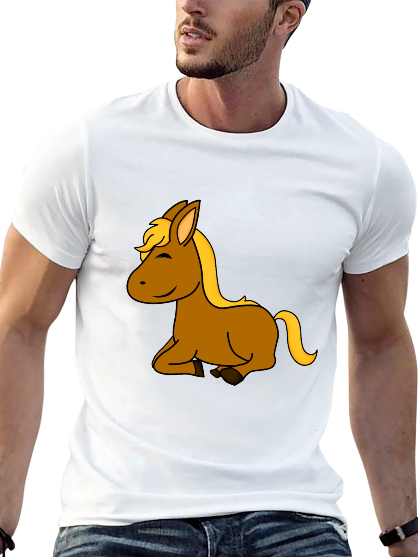 Black Cartoon Horse Graphic T-Shirt view 13