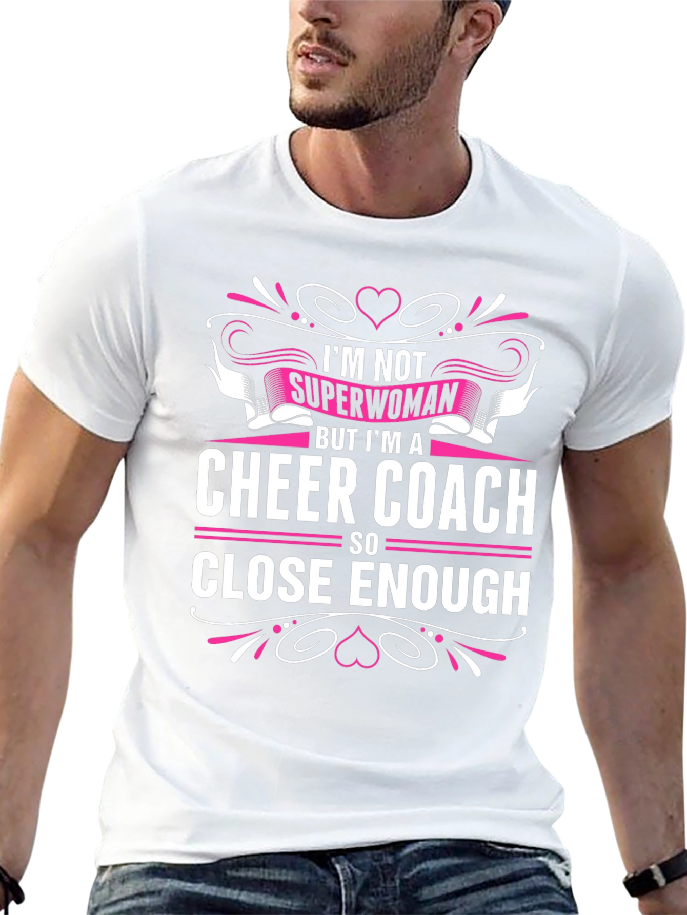Black Cheer Coach Graphic Tee - Superwoman Close Enough T-Shirt view 13
