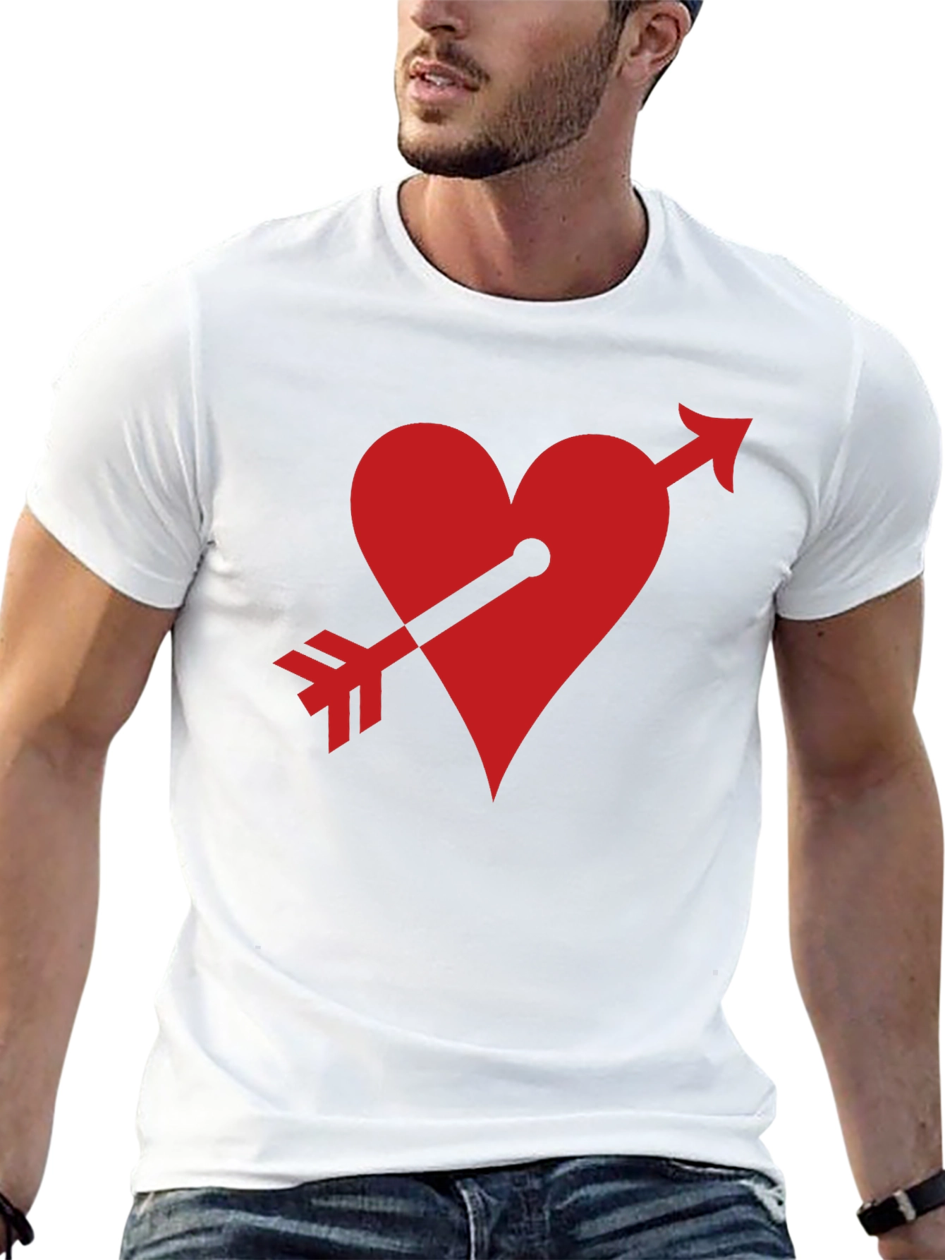 Black Heart Arrow Black T-Shirt Valentine's Gift view 13