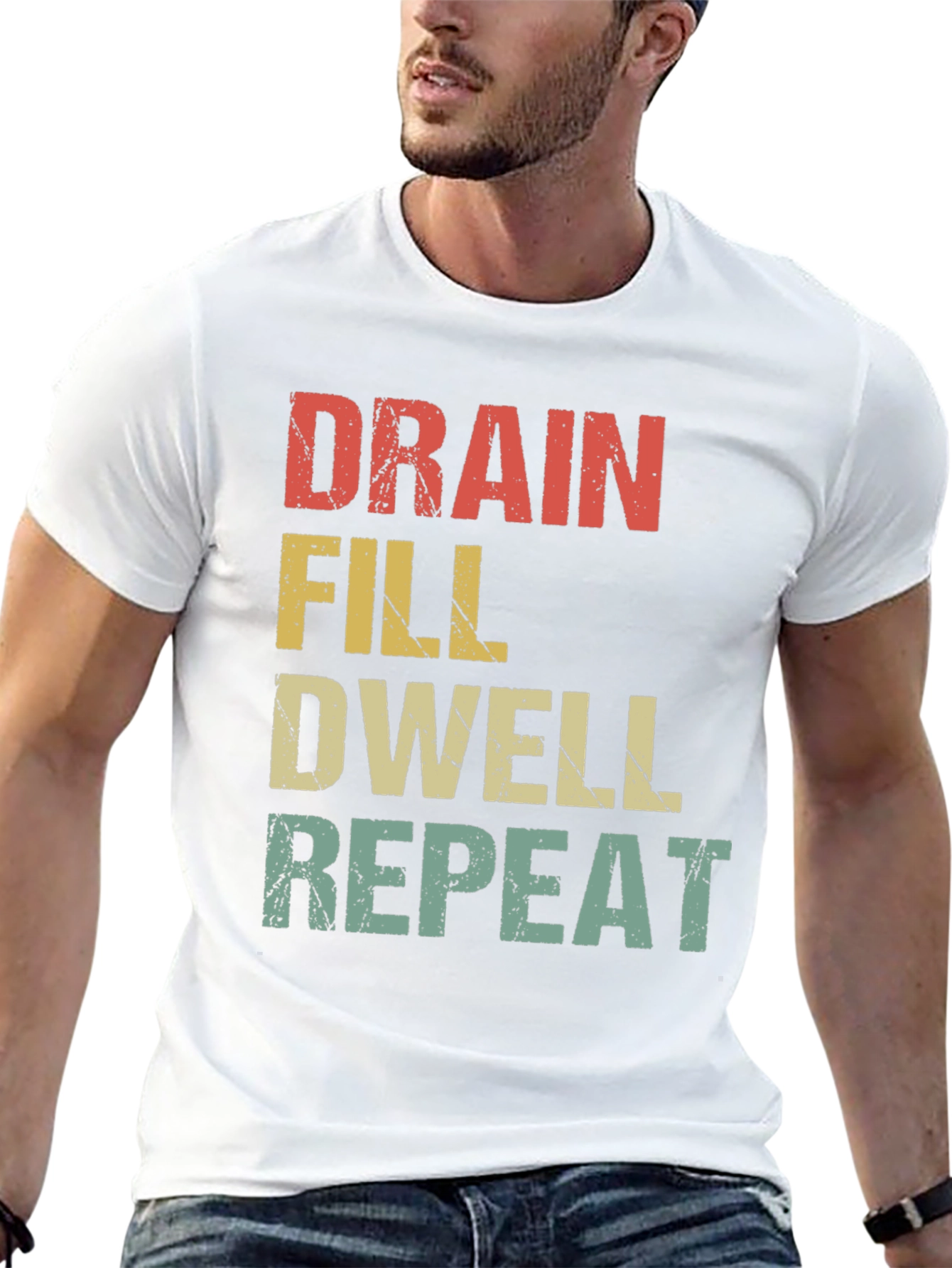Black Drain, Fill, Dwell, Repeat Graphic T-Shirt view 13