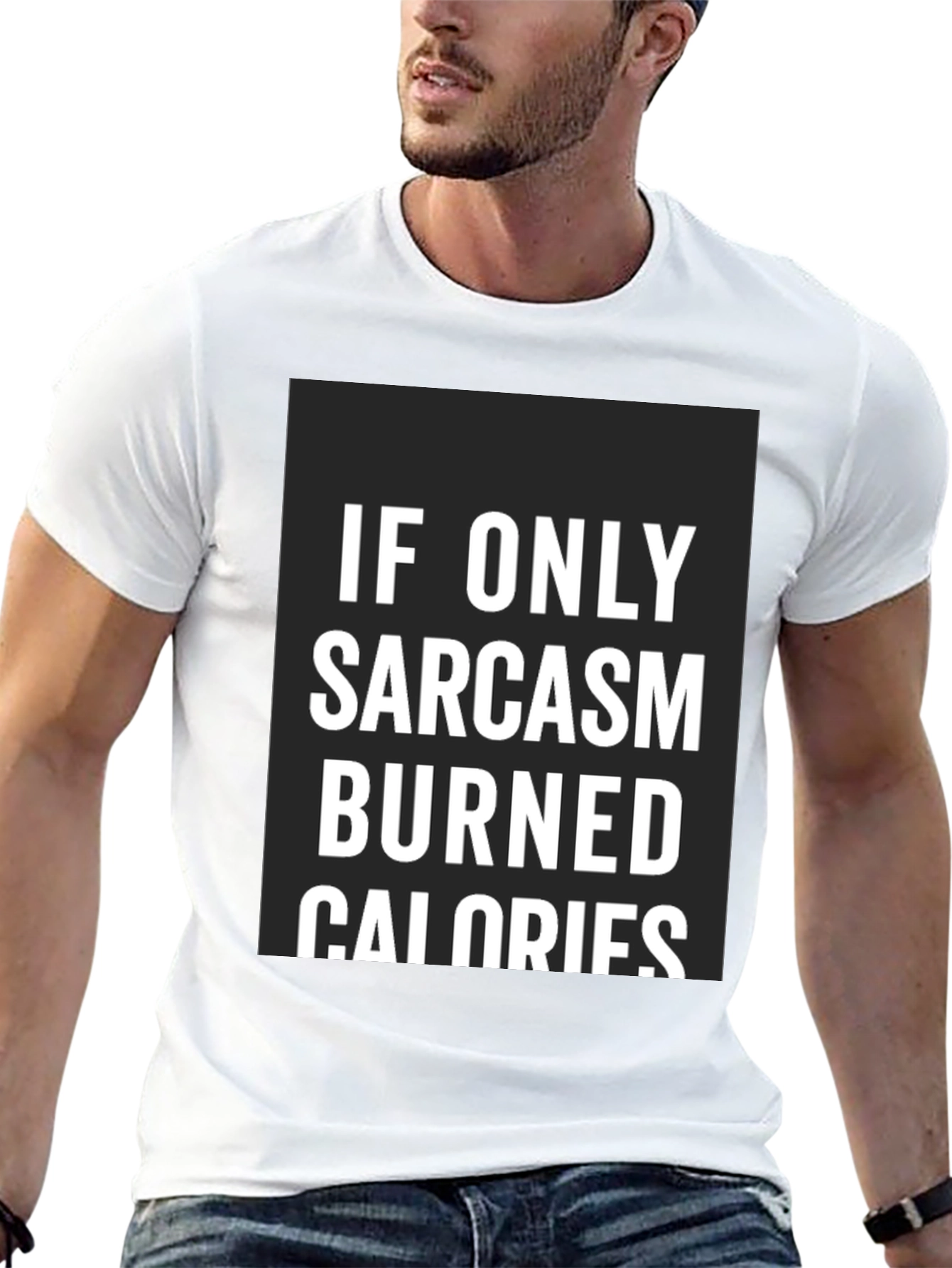 Black Sarcasm Burns Calories Funny Black T-Shirt view 13