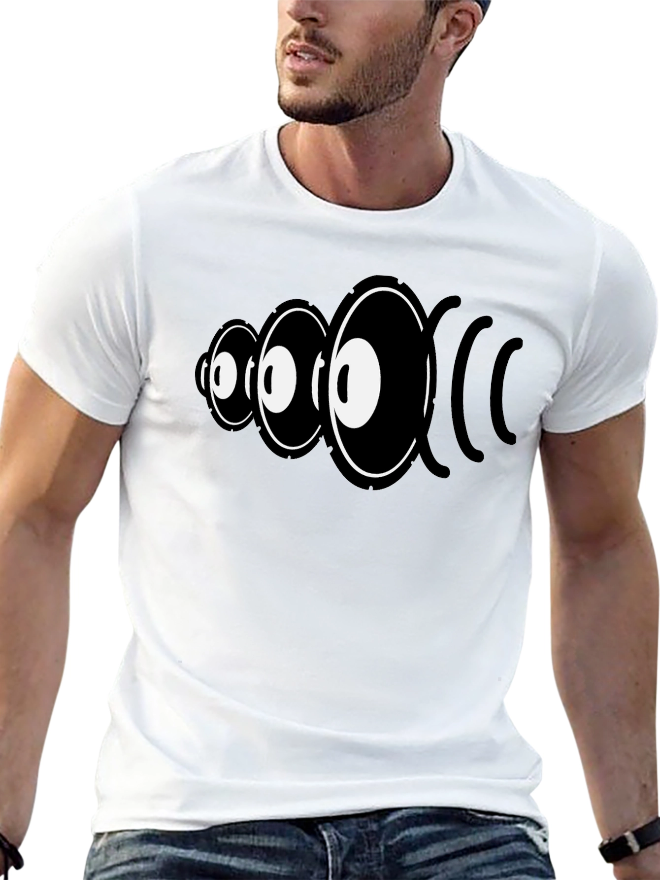 Black Eye Sound Wave Graphic Tee - Black Cotton Shirt view 13