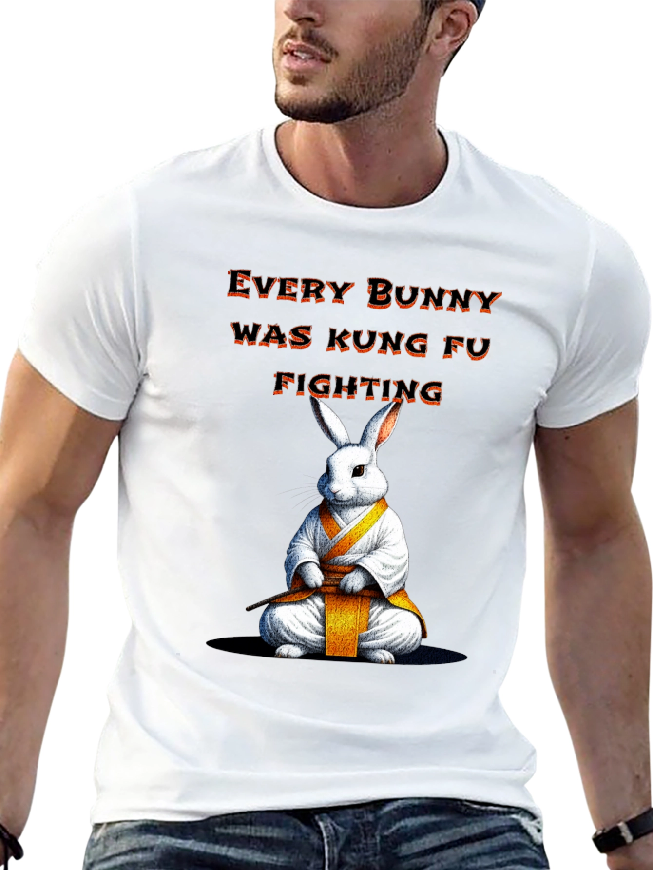 Black Kung Fu Bunny T-Shirt - Every Bunny Was Kung Fu Fighting view 13