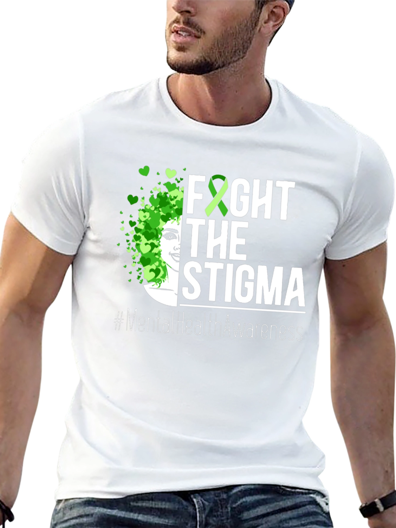 Black Fight the Stigma Mental Health Awareness Tee view 13