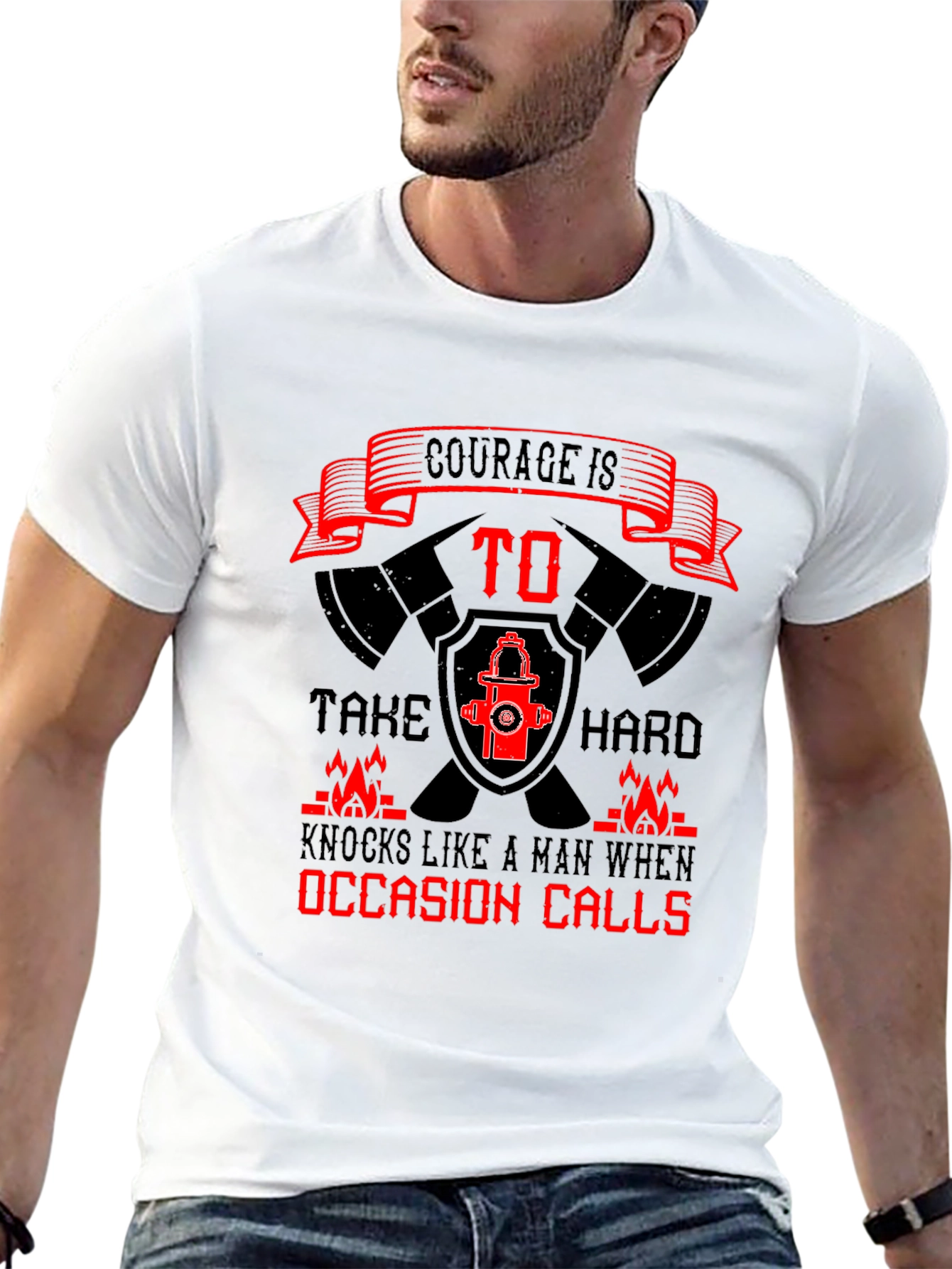 Black Courage Firefighter T-Shirt - Black Cotton Tee view 13