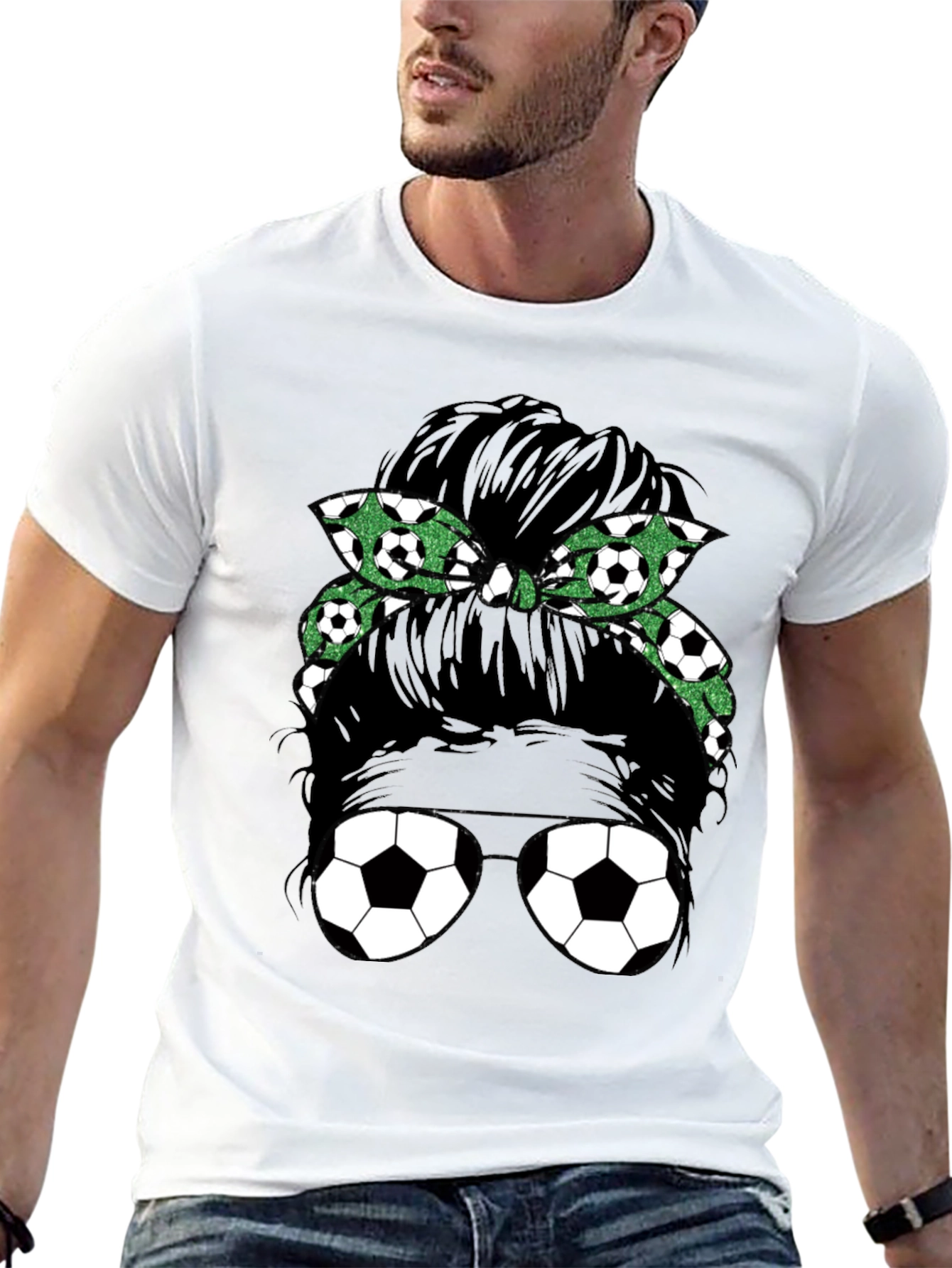 Black Soccer Mom Messy Bun Graphic Tee - Black view 13