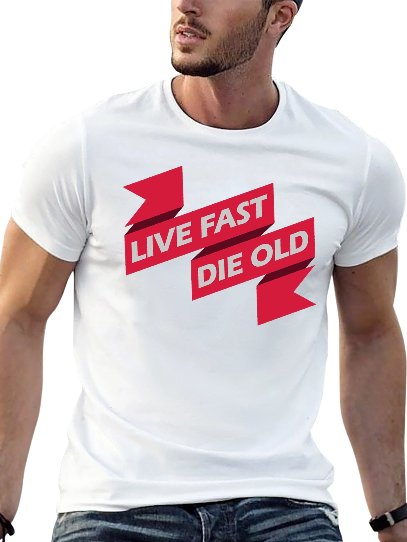 Black Live Fast Die Old Graphic Print Black T-Shirt view 13