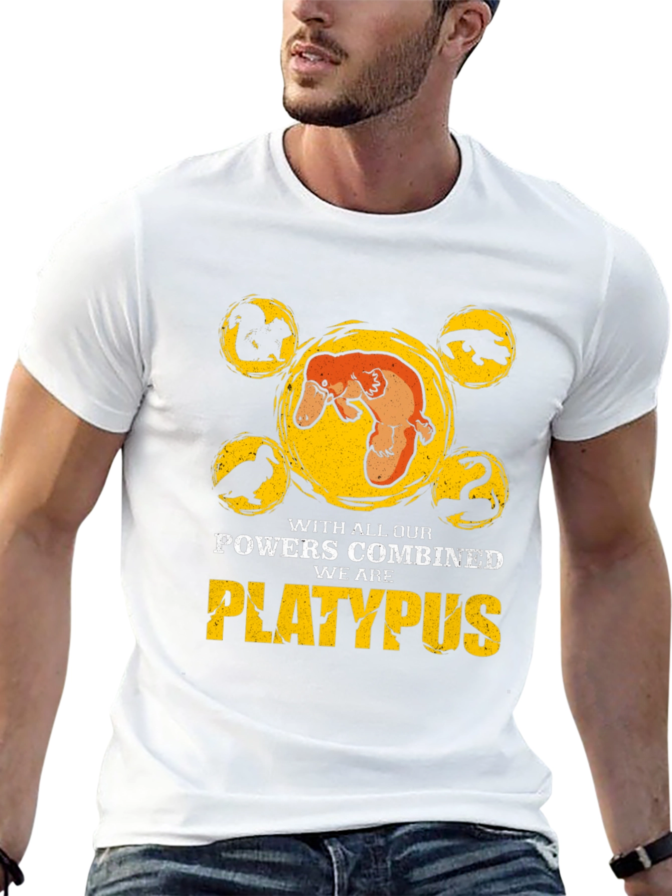 Black Platypus Powers Combined T-Shirt - Black Cotton Tee view 13