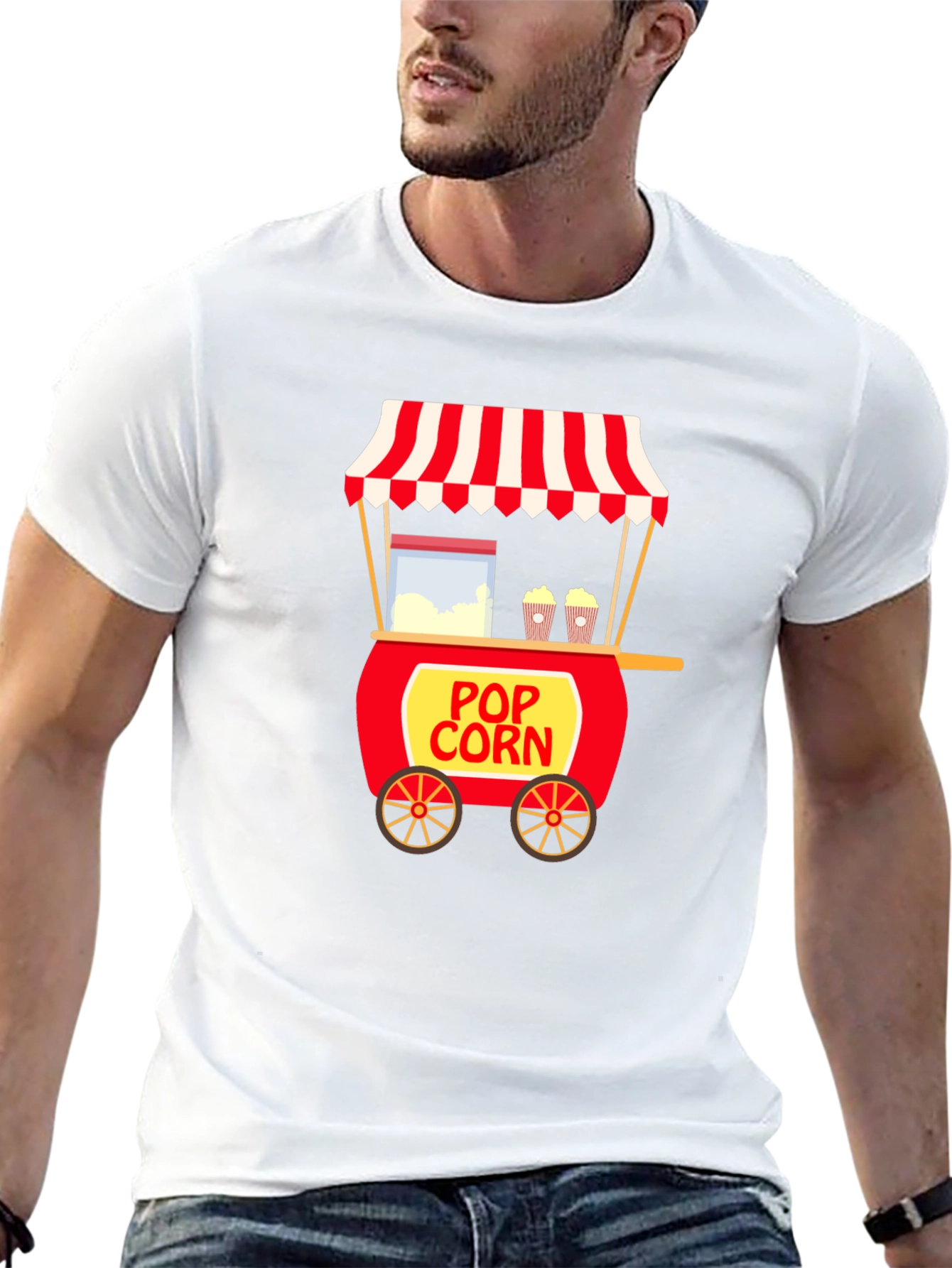 Black Popcorn Cart T-Shirt - Unique Foodie Tee view 13
