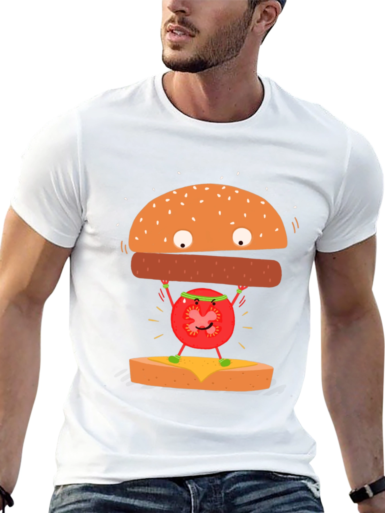 Black Funny Hamburger Tomato T-Shirt view 13