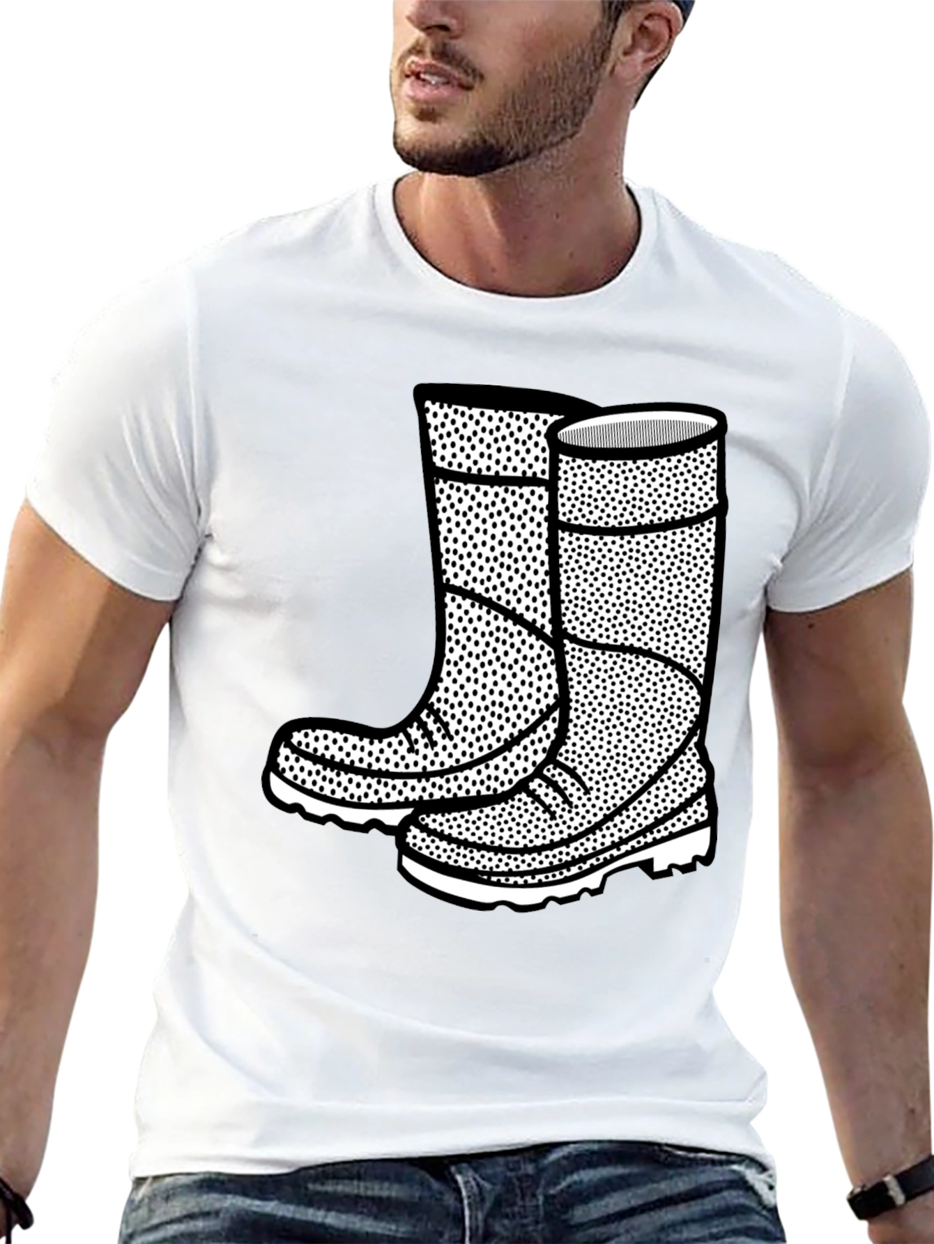 Black Graphic Tee: Rain Boots Design view 13