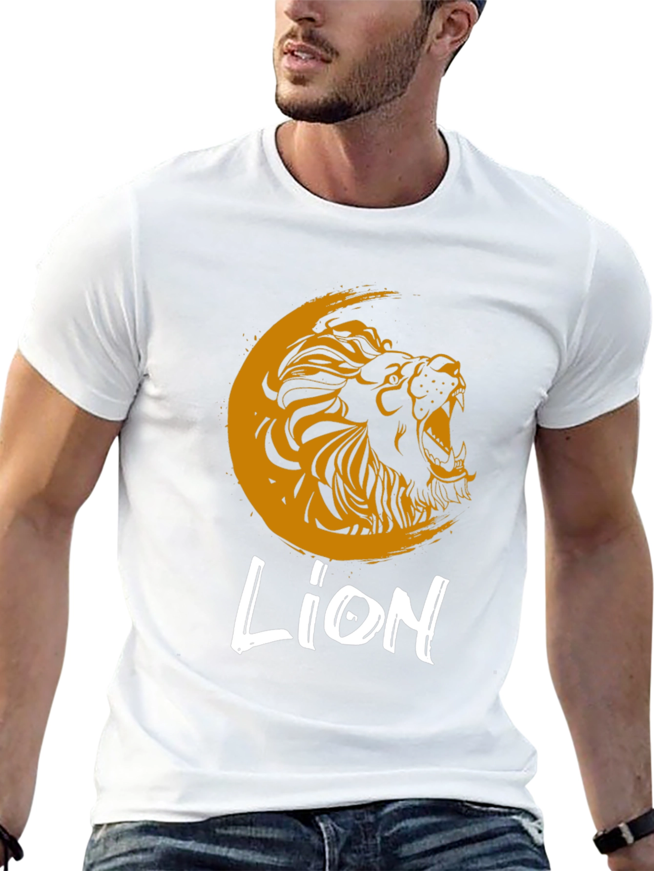 Black Lion Graphic Print Crew Neck T-Shirt view 13