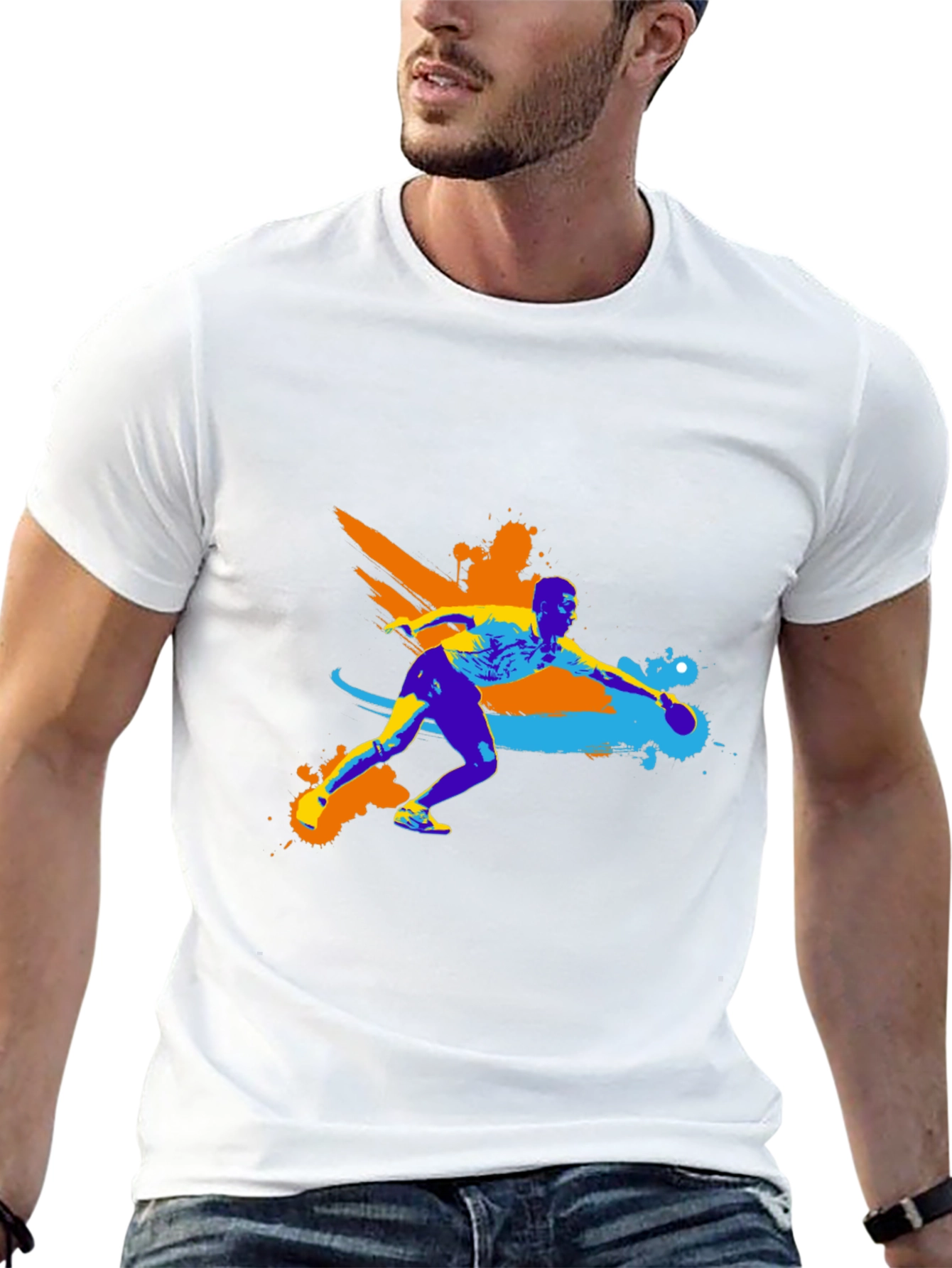 Black Table Tennis Graphic Tee - Black Cotton Blend view 13