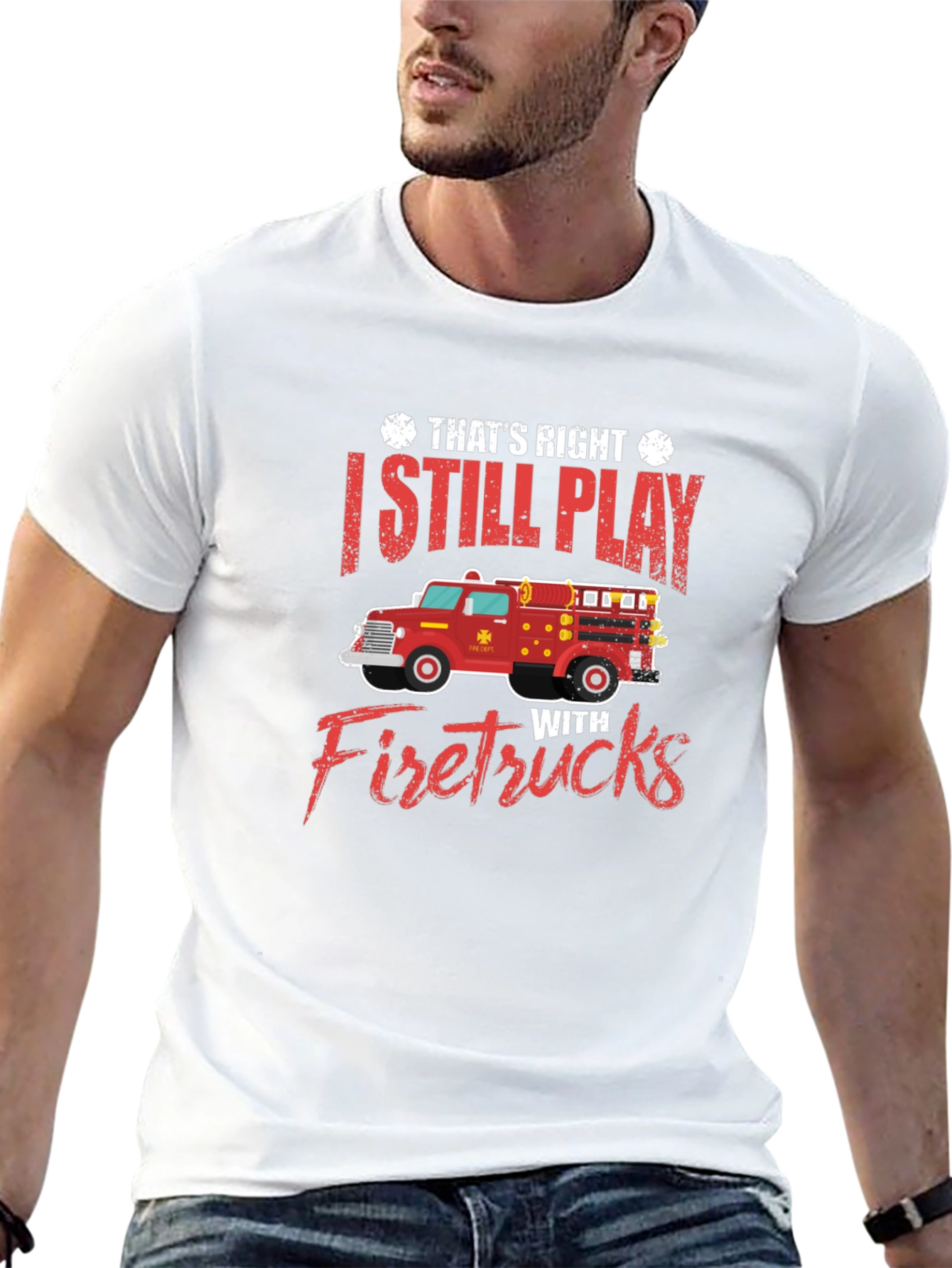 Black I Still Play With Firetrucks T-Shirt view 13