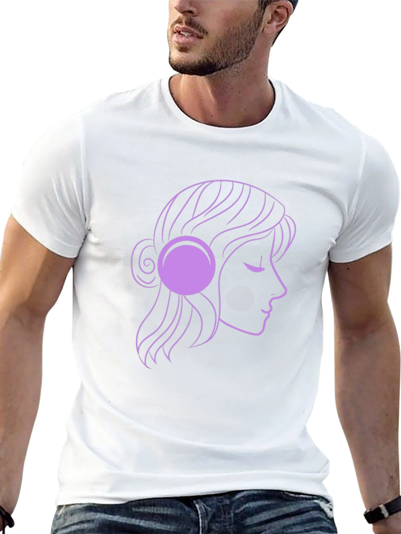 Black Woman with Headphones Graphic Tee - Black view 13