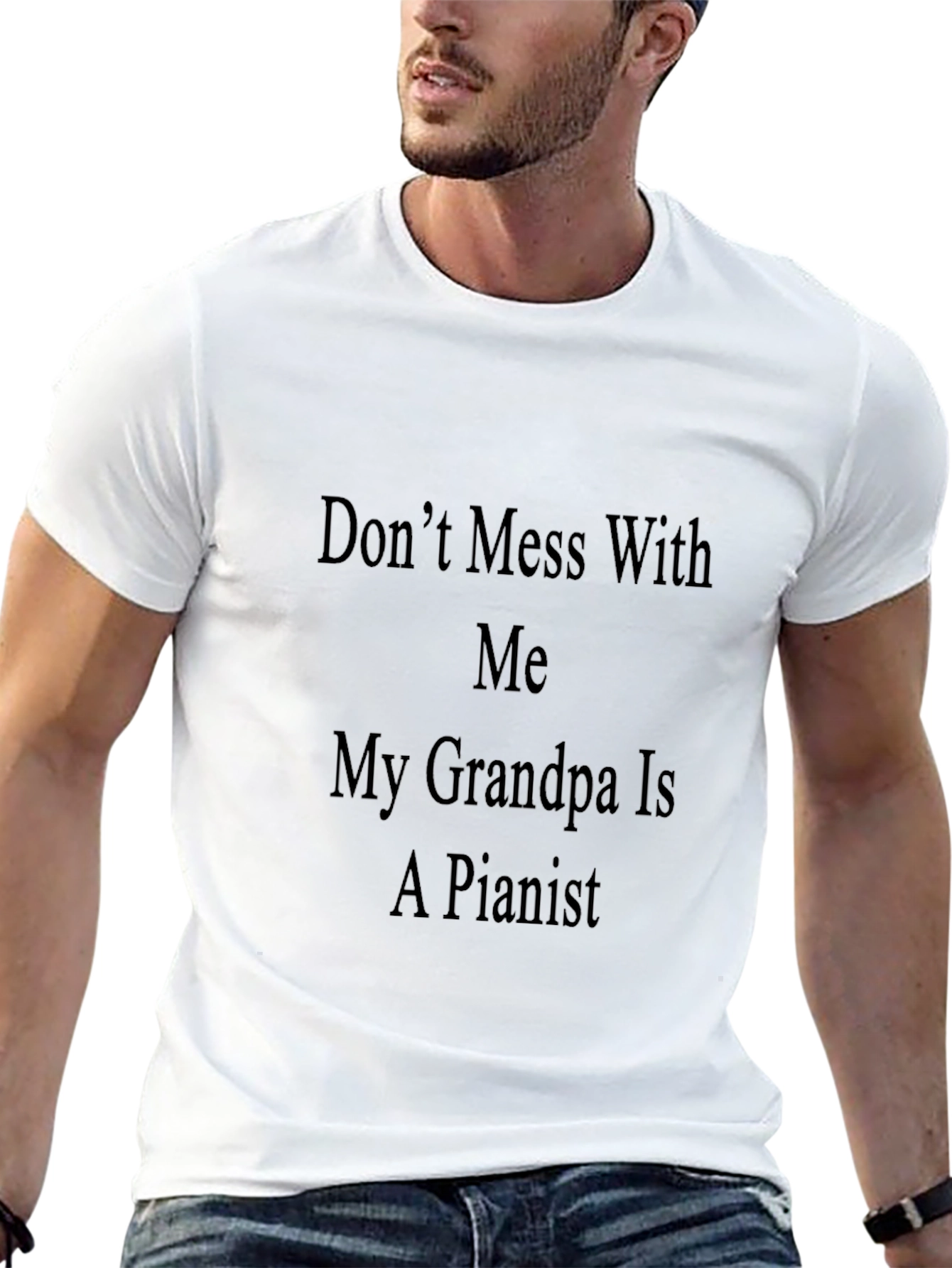 Black Don't Mess With Me Grandpa is a Pianist Graphic Tee view 13