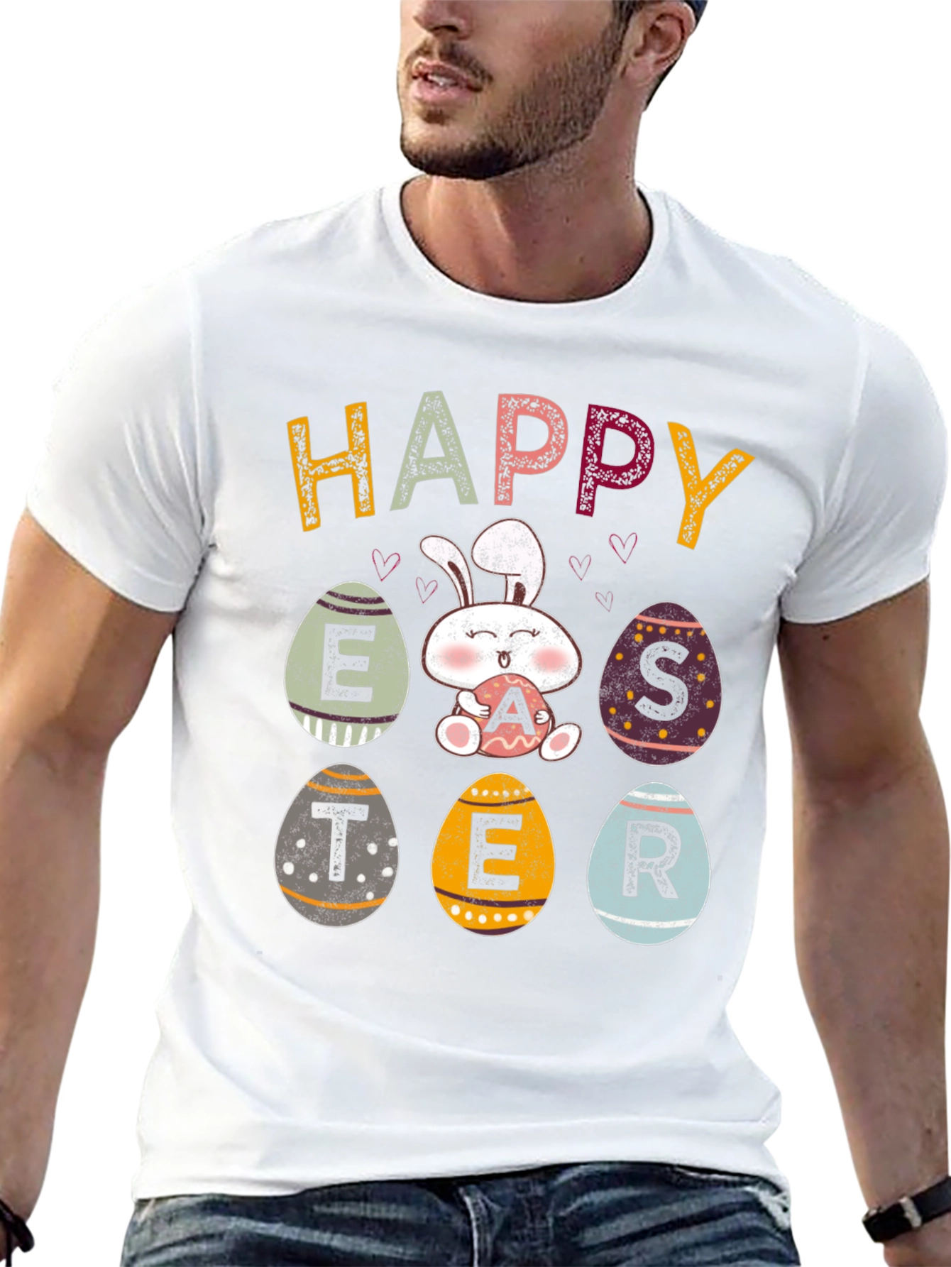 Black Happy Easter Bunny Egg T-Shirt view 13
