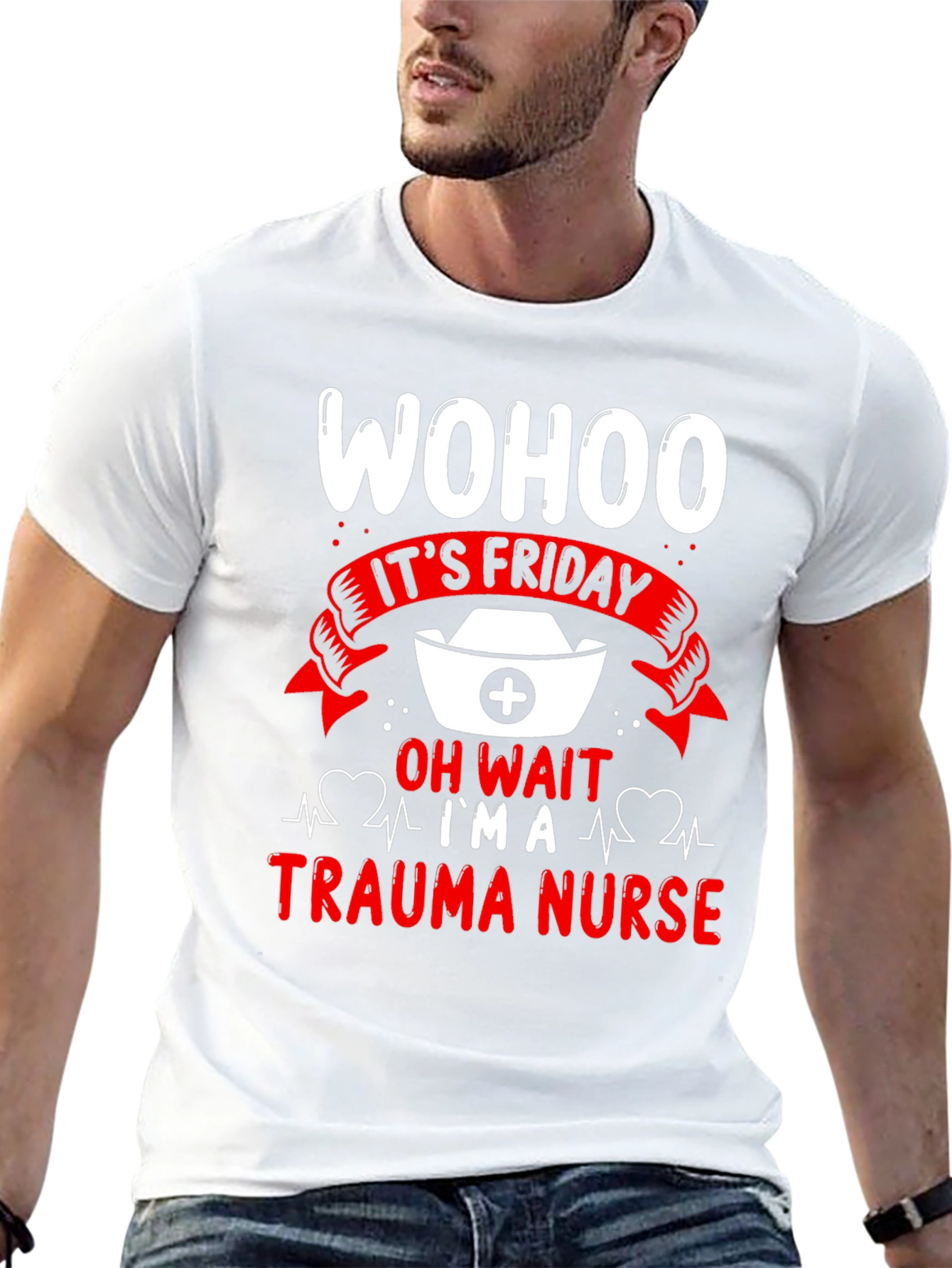 Black Trauma Nurse Friday T-Shirt view 13