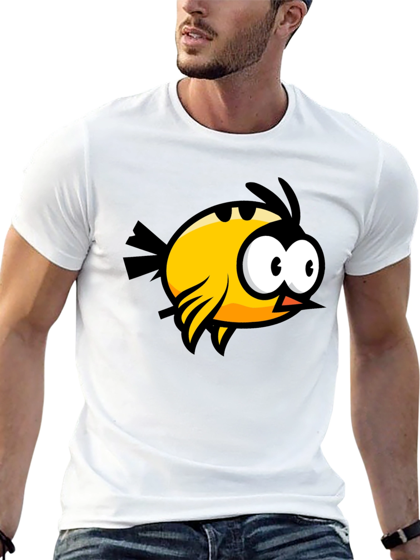 Black Cartoon Bird Graphic Black T-Shirt view 13