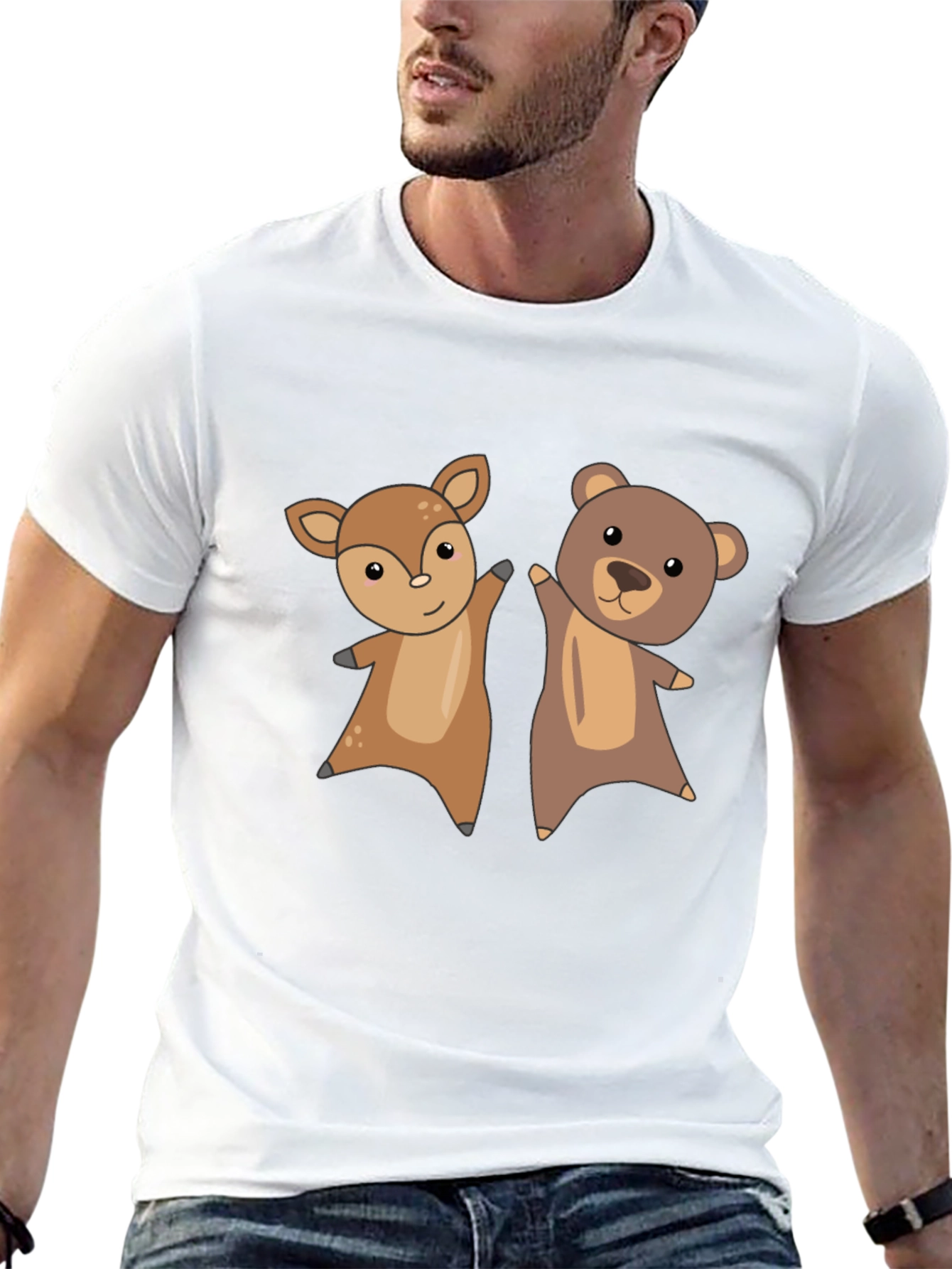 Black Cute Animal Cartoon Graphic T-Shirt view 13