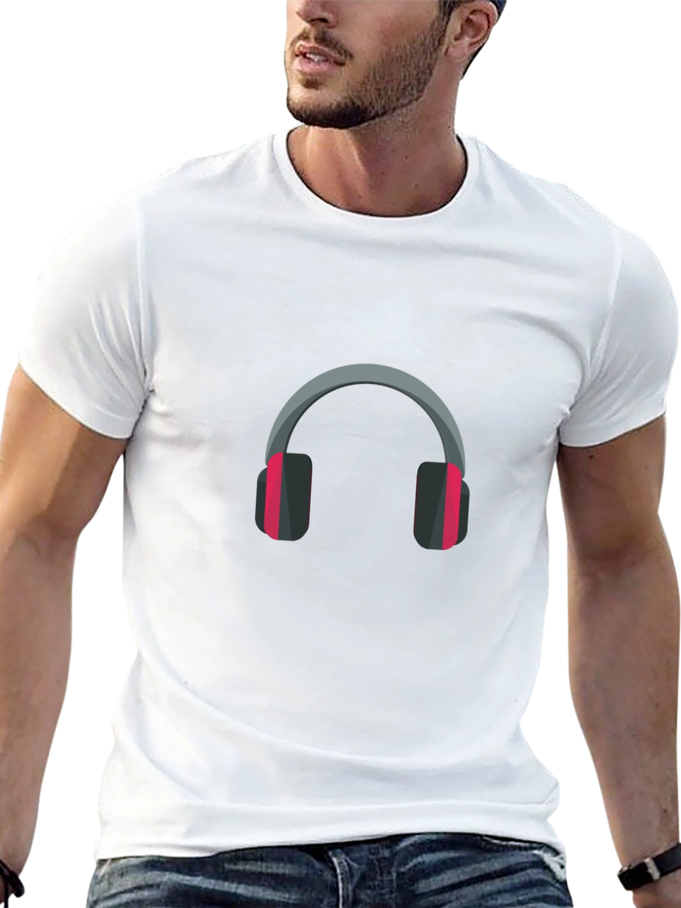 Black Headphone Graphic Tee - Black Casual Comfort view 13