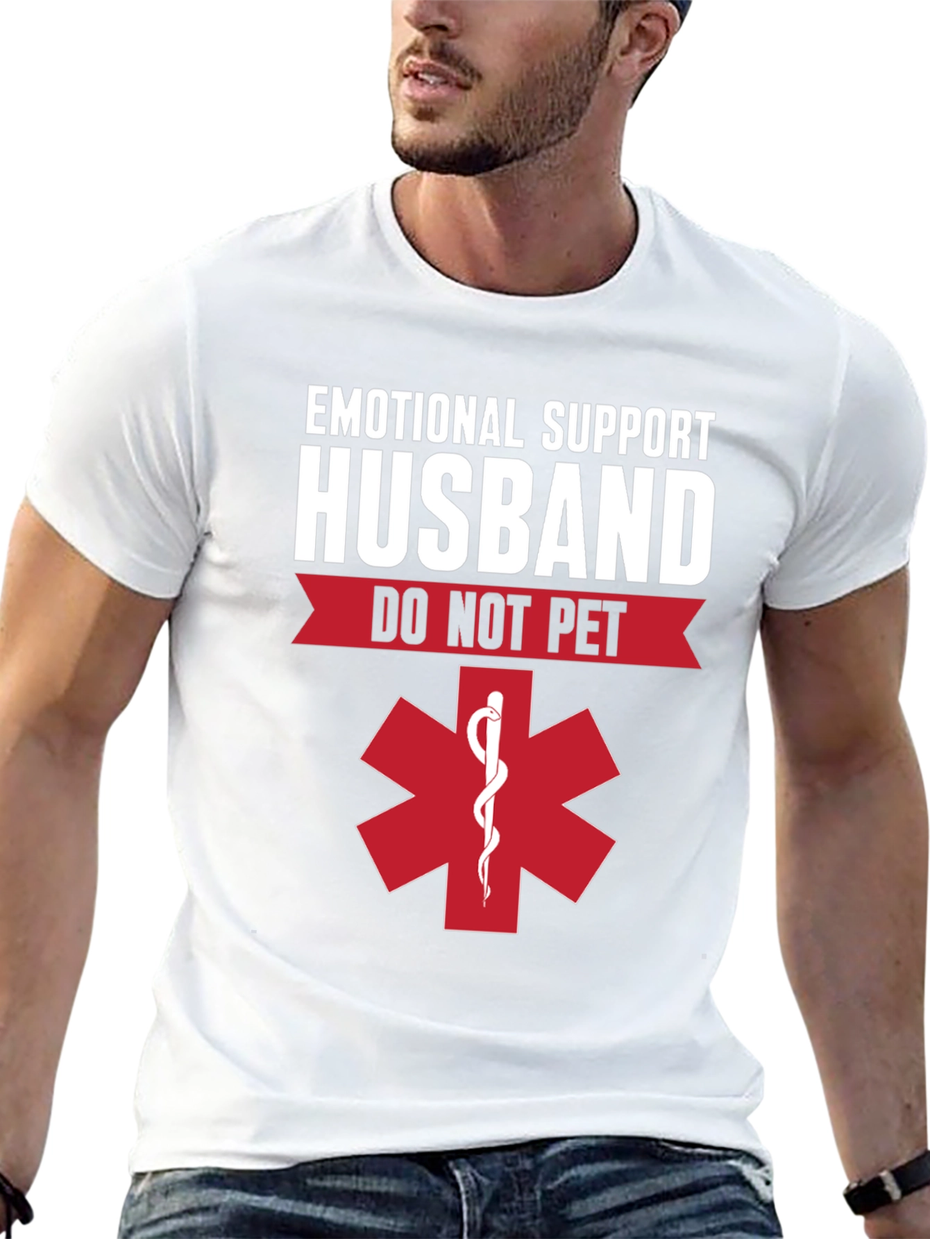 Black Emotional Support Husband T-Shirt - Do Not Pet view 13