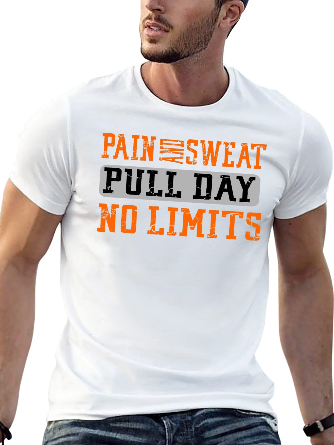 Black Pain Sweat Pull Day No Limits Workout T-Shirt view 13