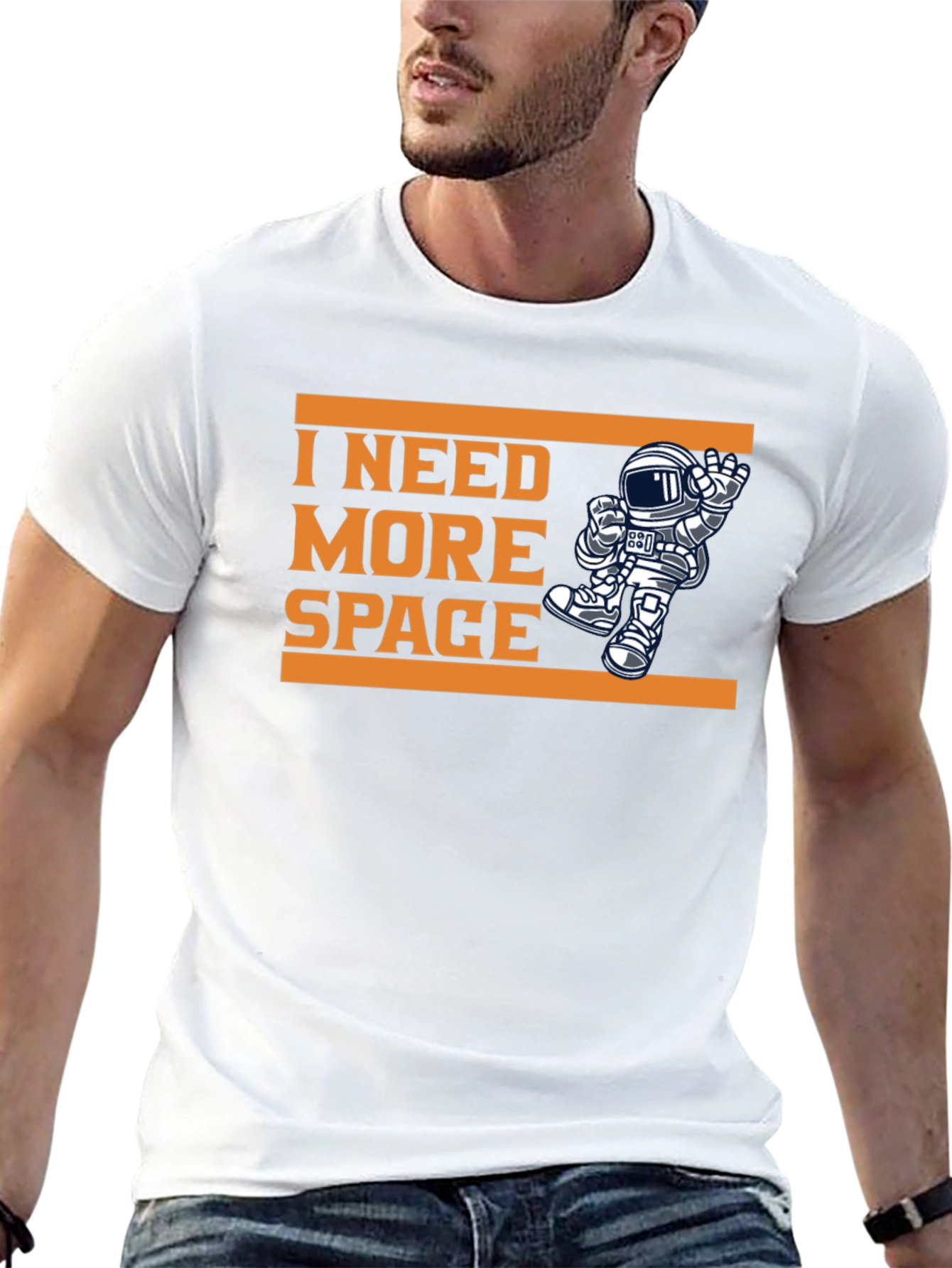 Black I Need More Space Graphic Tee Astronaut Shirt view 13