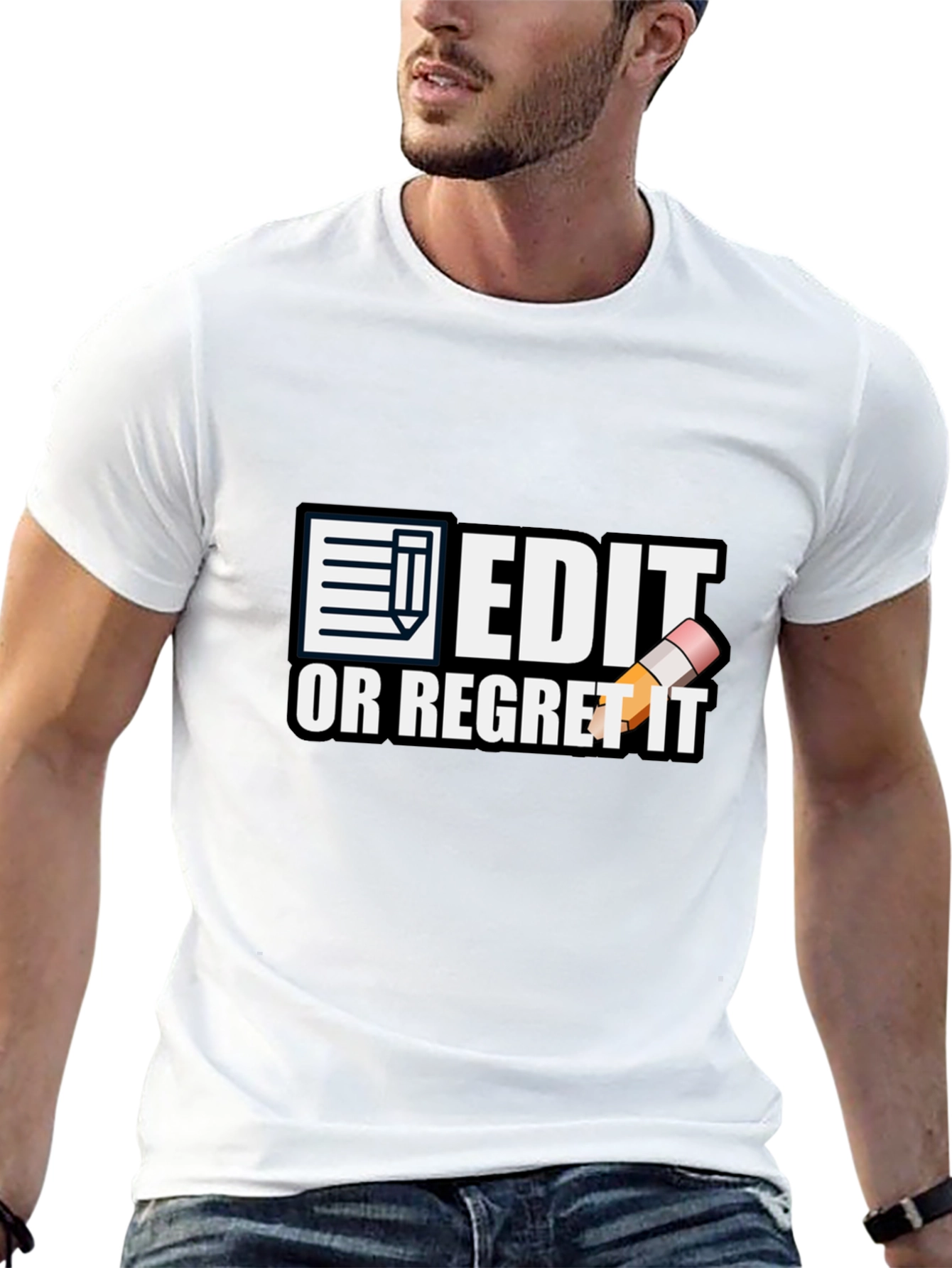 Black Edit or Regret It T-Shirt - Funny Editor Tee view 13
