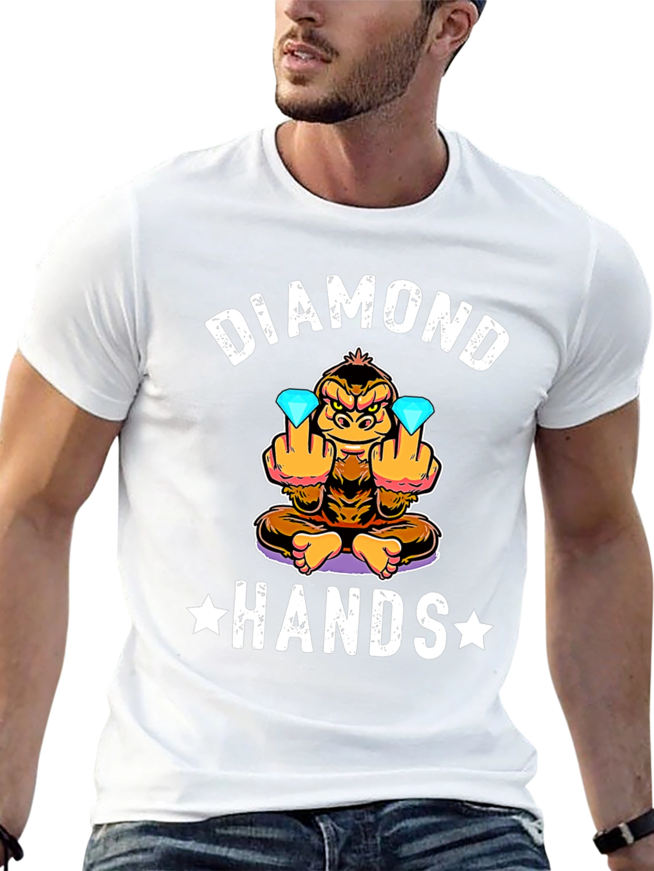 Black Diamond Hands Funny Monkey T-Shirt view 13