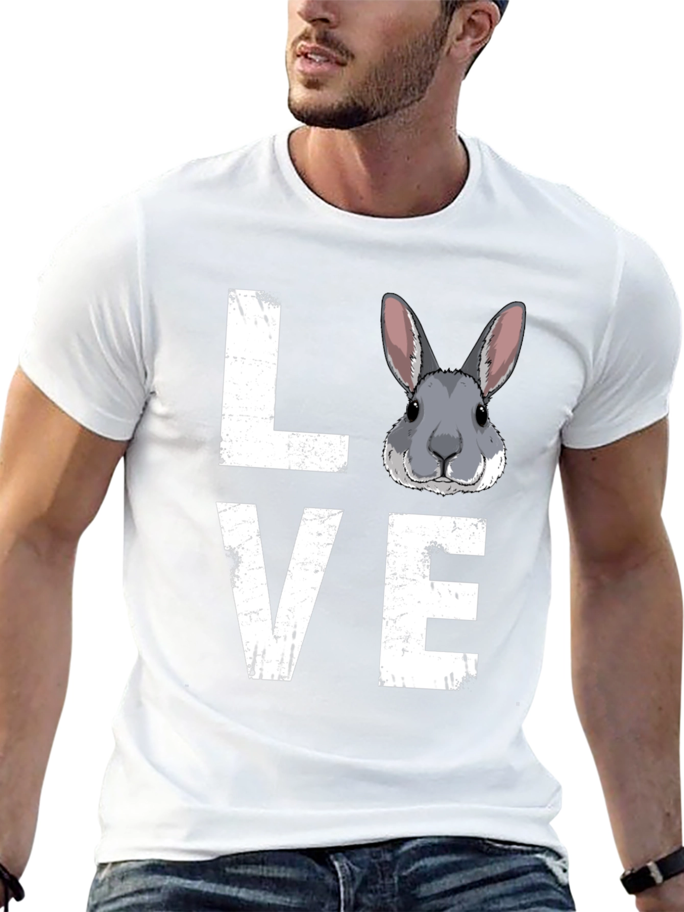 Black Love Rabbit Graphic Print T-Shirt view 13